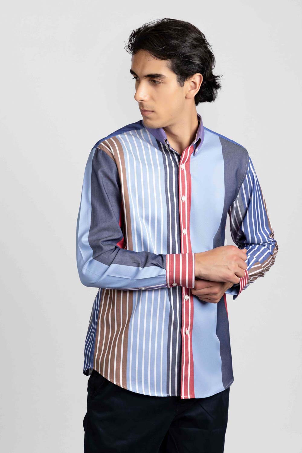 Multi-Color Striped Dobby Shirt