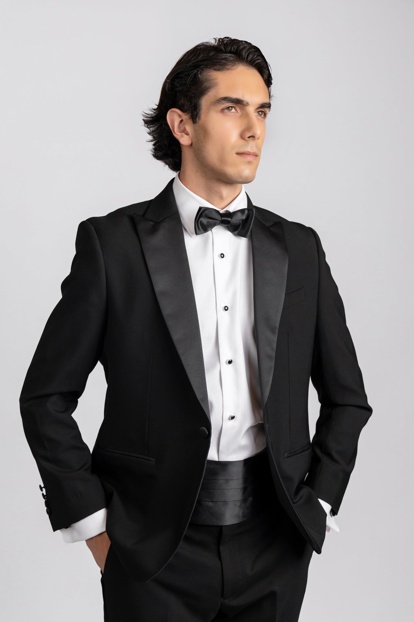 White Dobby Tuxedo Shirt - Regular Fit