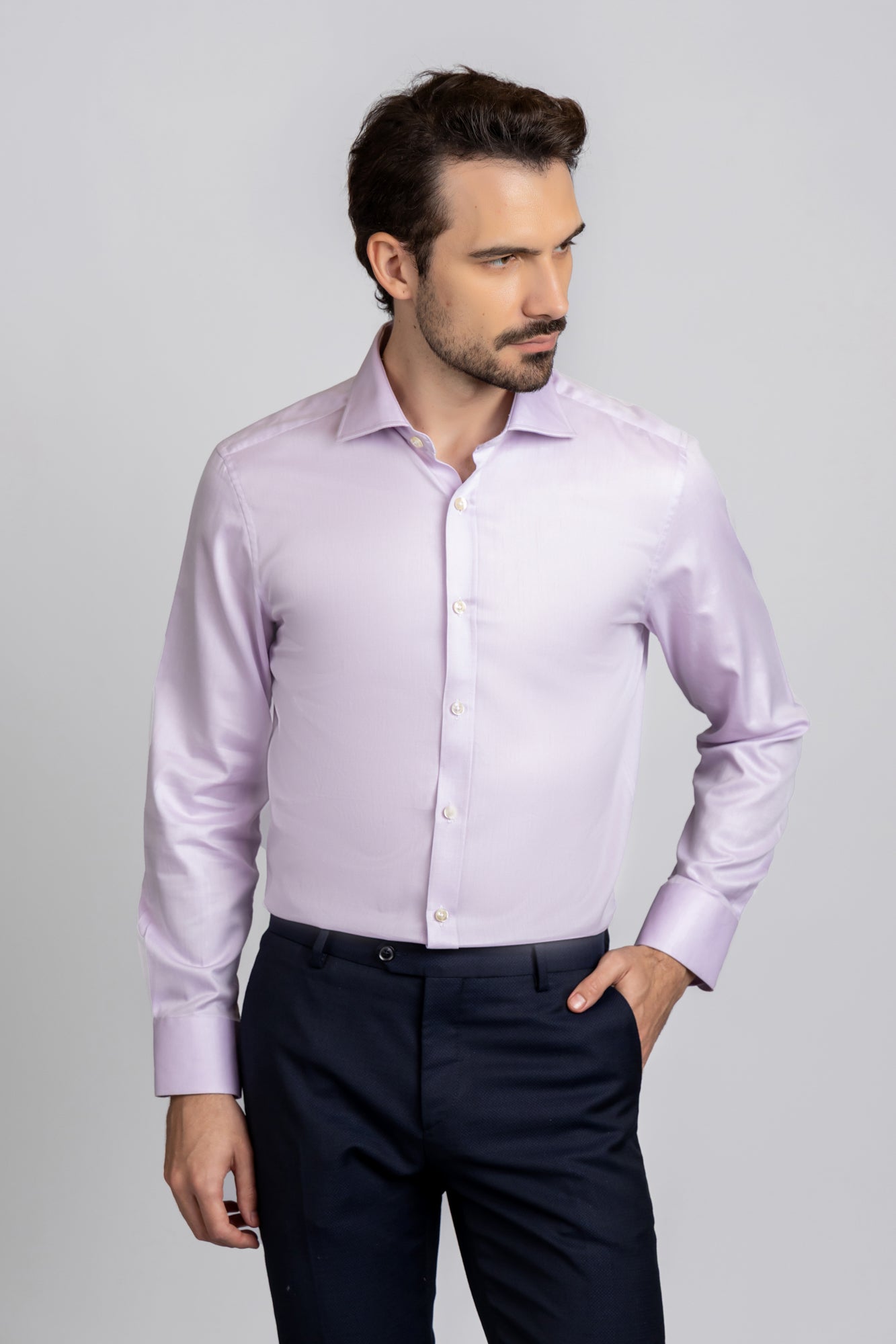 Light Purple Twill Shirt - Slim Fit