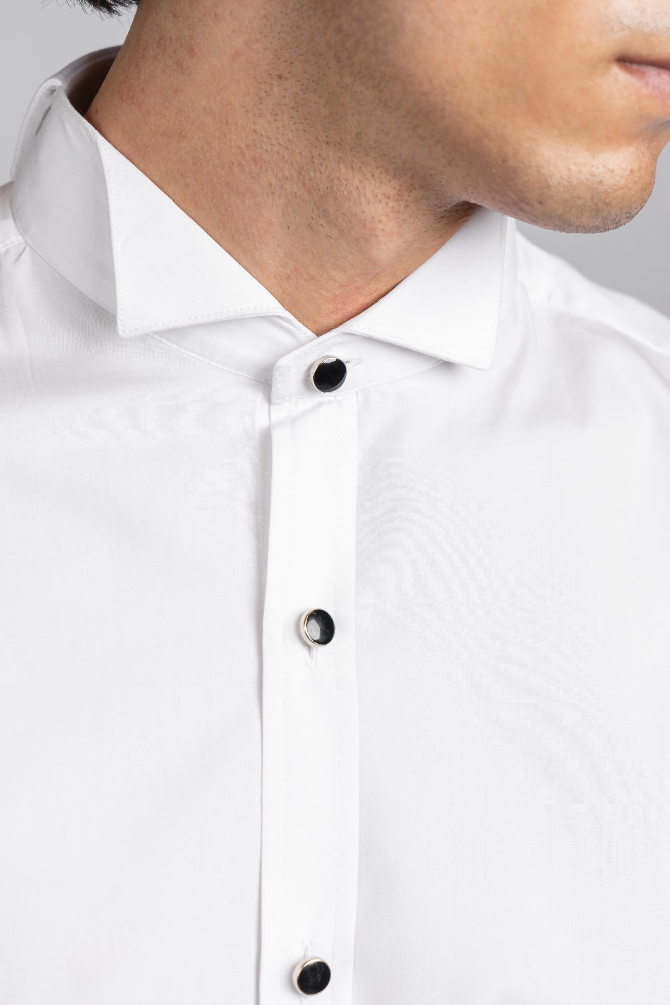 White Twill Tuxedo Shirt - Slim Fit