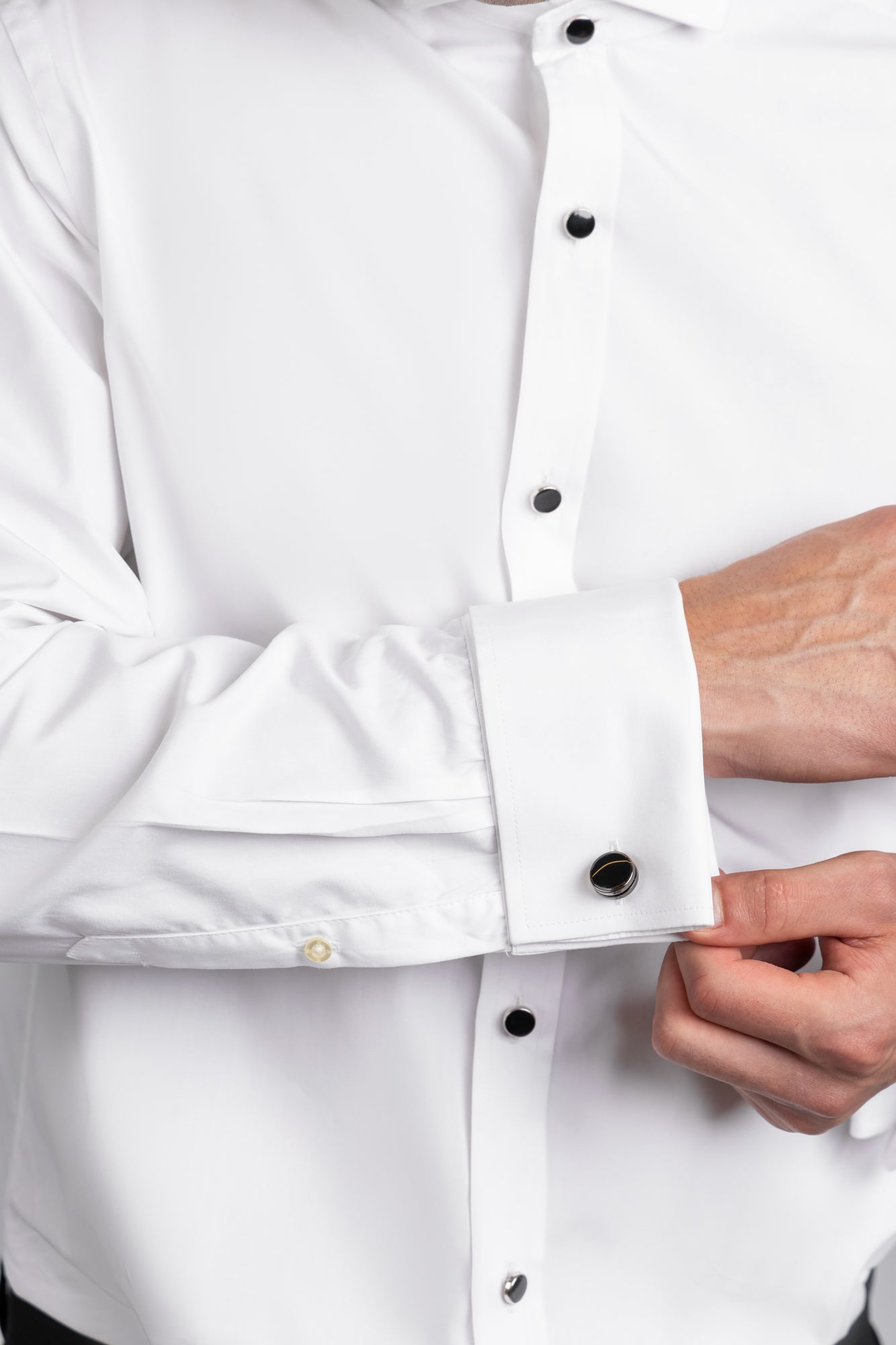 White Twill Tuxedo Shirt - Slim Fit