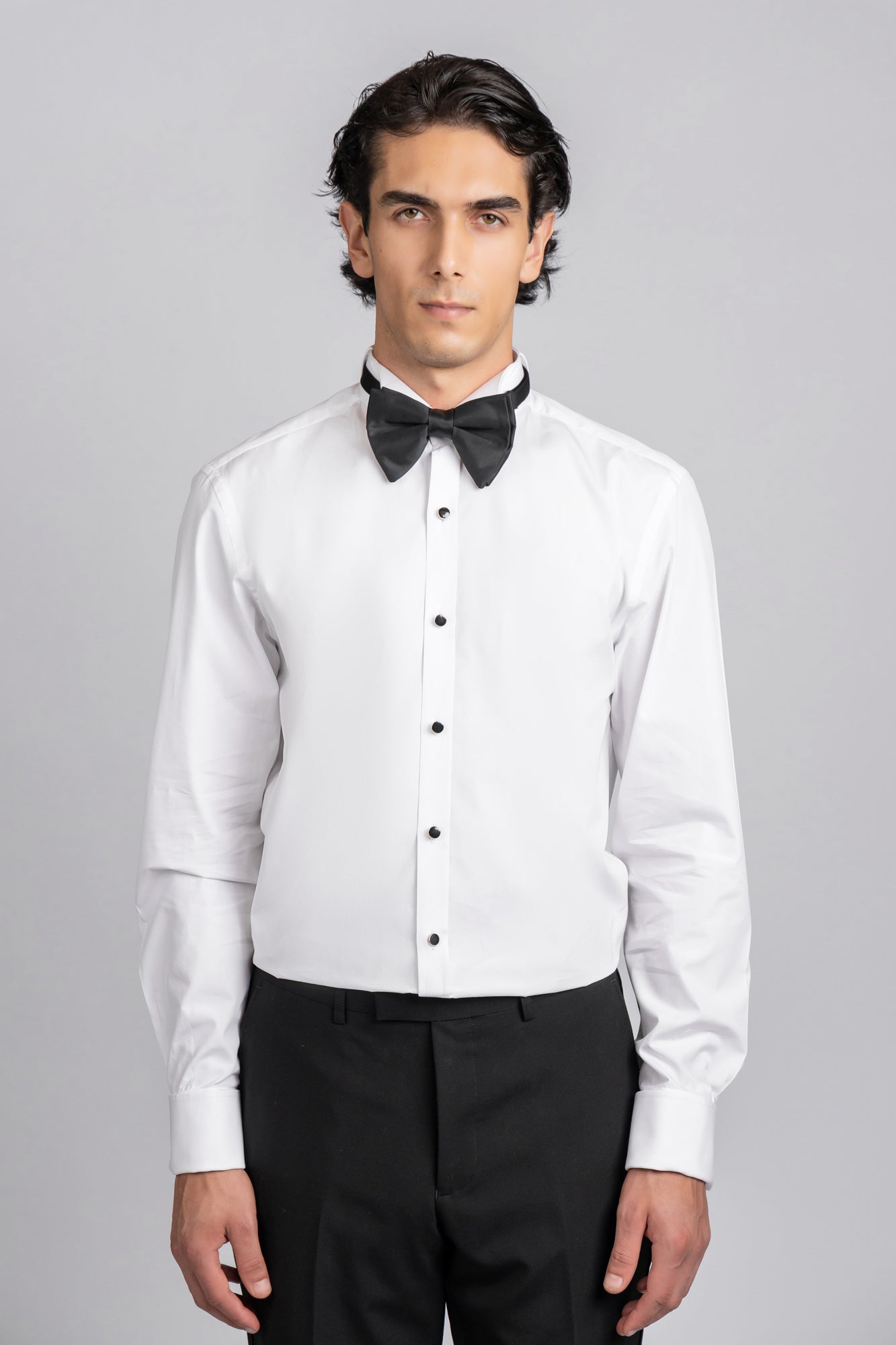 White Twill Tuxedo Shirt - Slim Fit