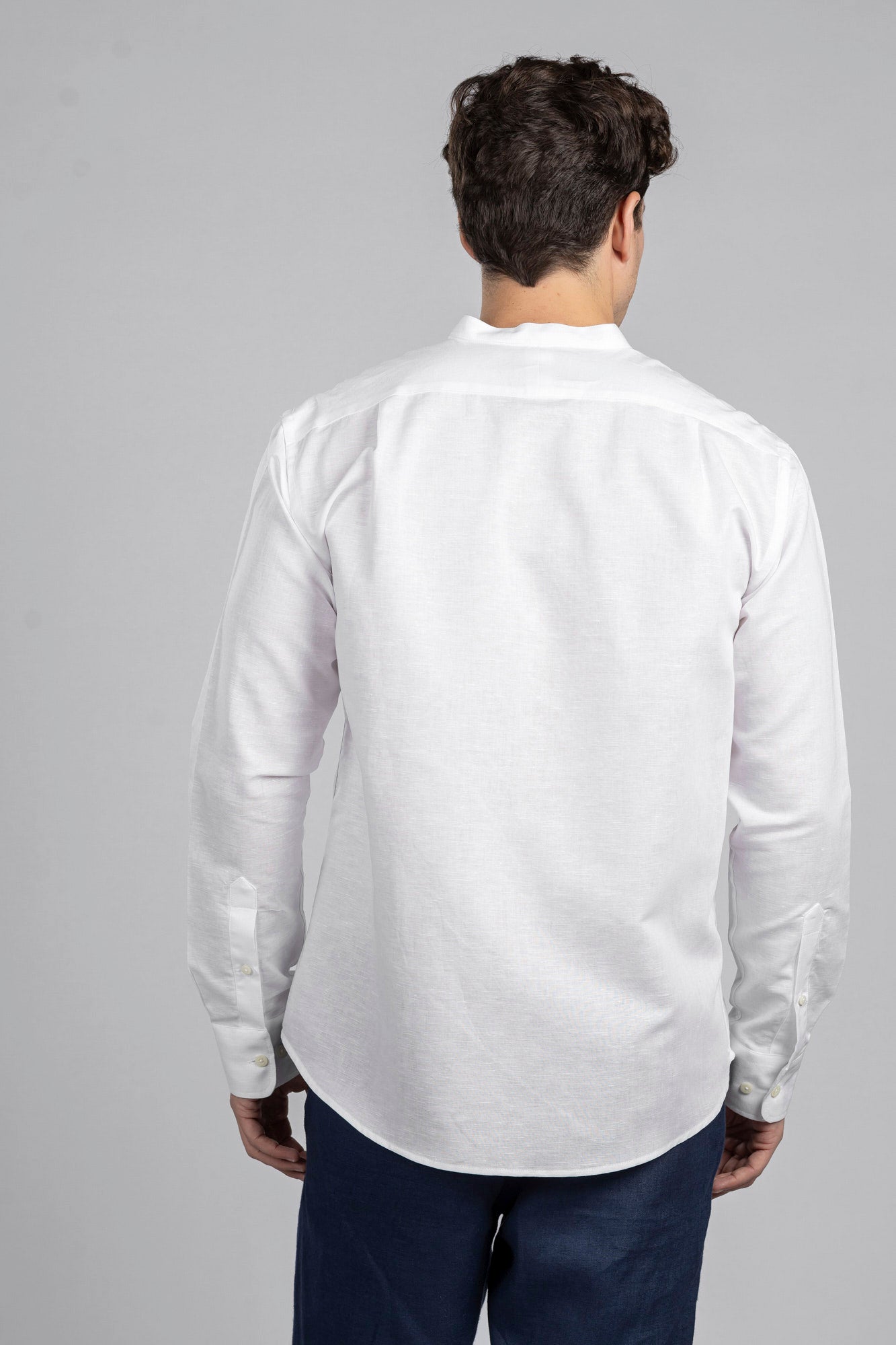 Linen Cotton Mandarin Collar Shirt