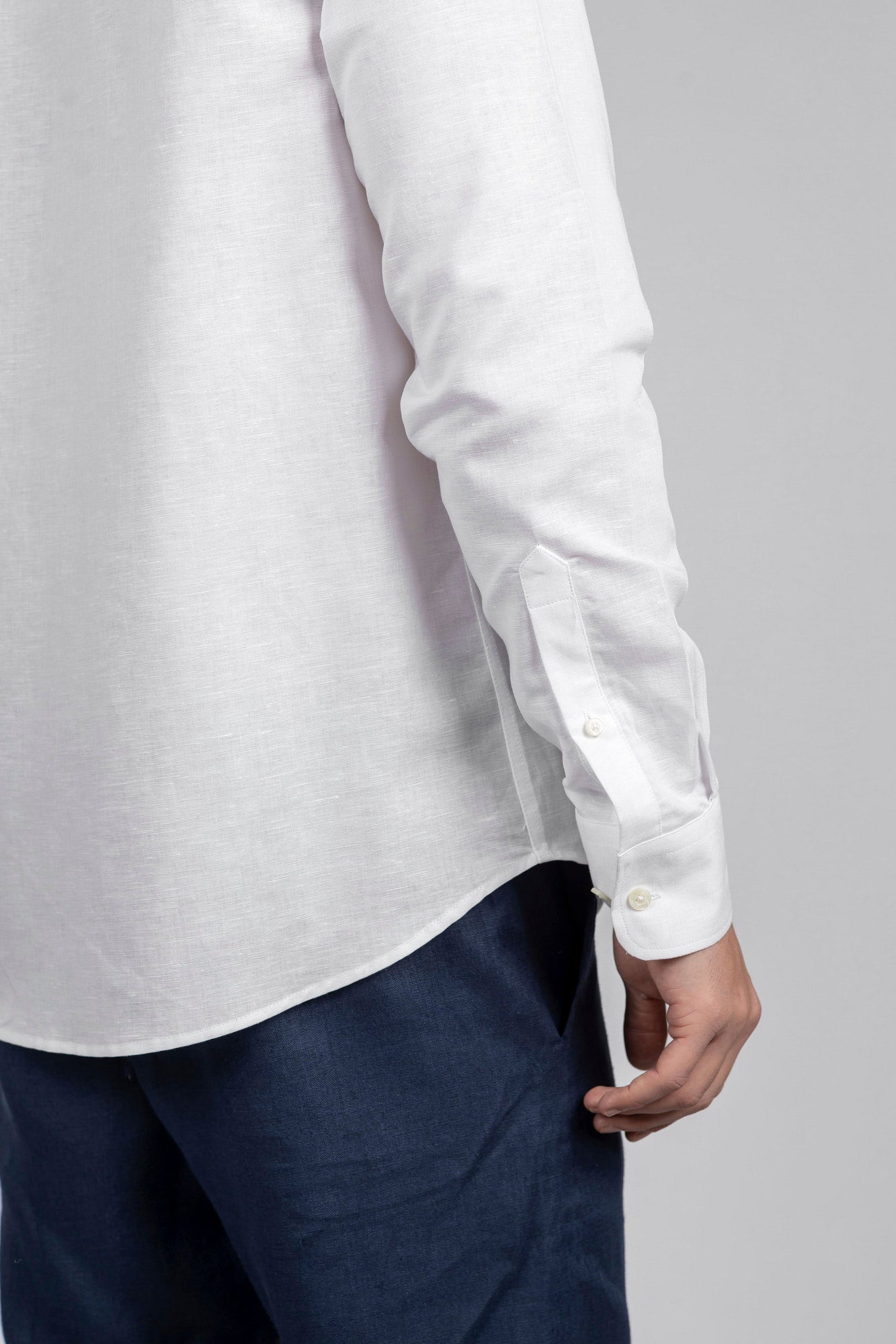 Linen Cotton Mandarin Collar Shirt