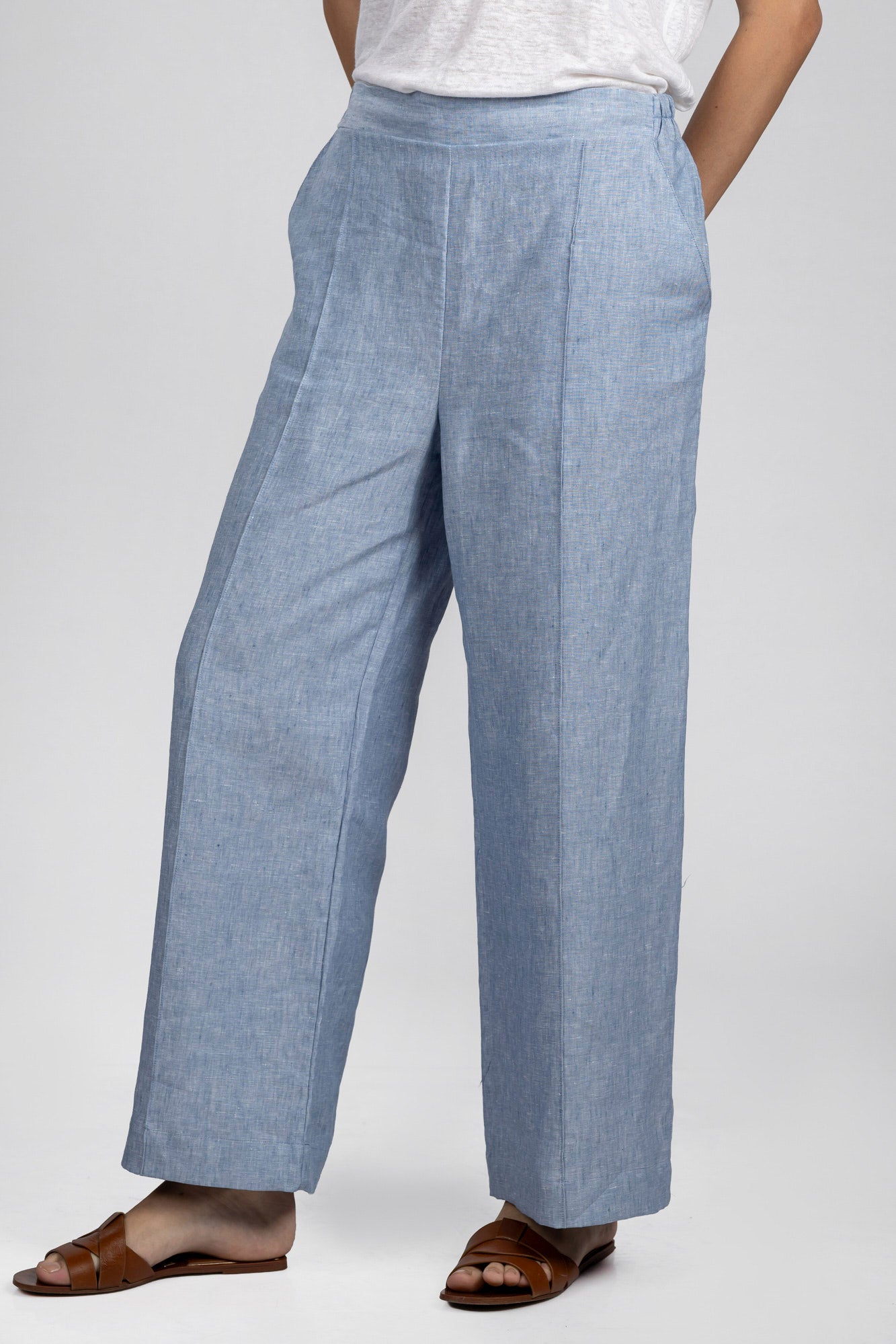 Light Blue Pure Linen Pants