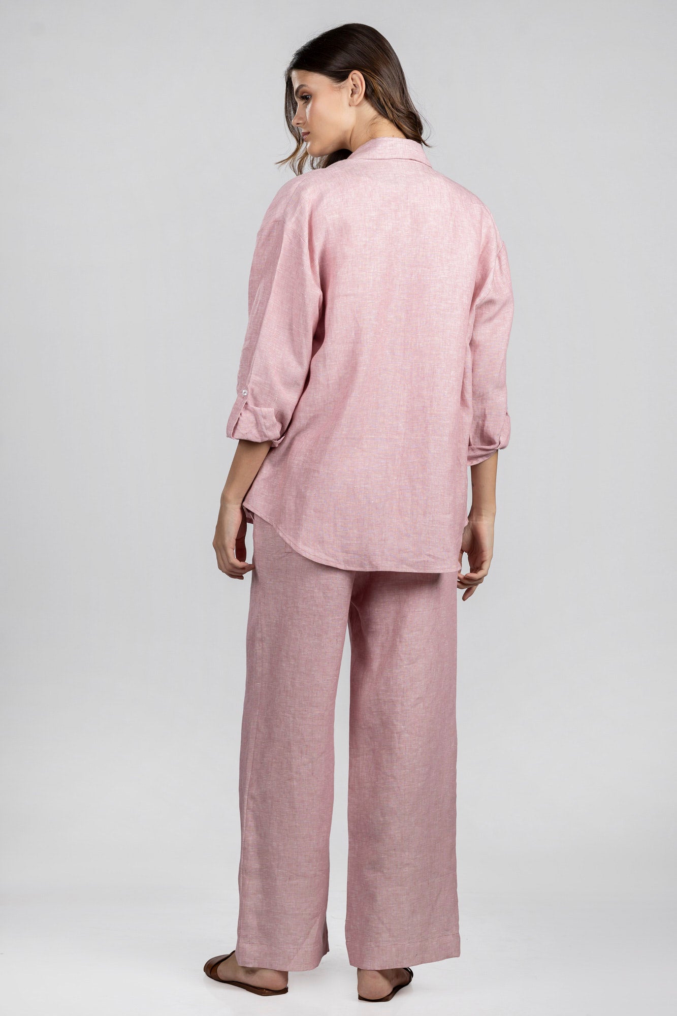 Pink Pure Linen Oversized Shirt
