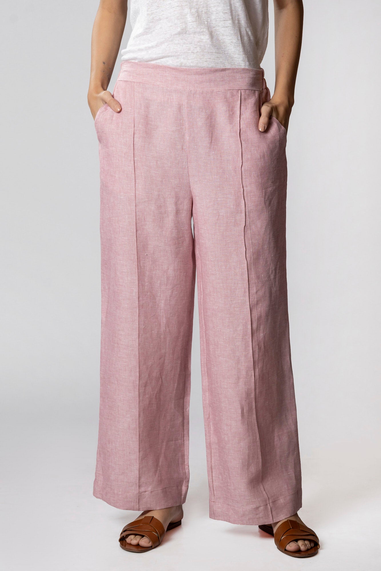 Pink Pure Linen Pants