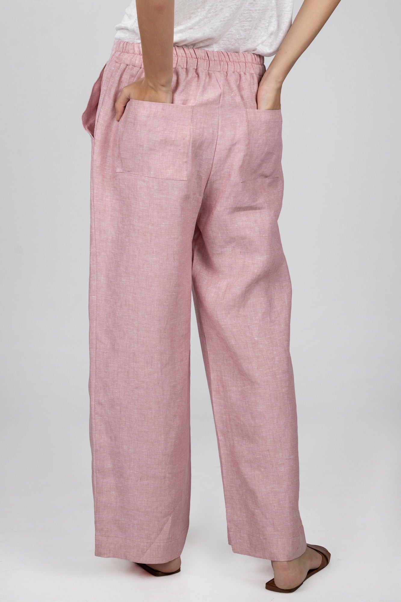 Pink Pure Linen Pants