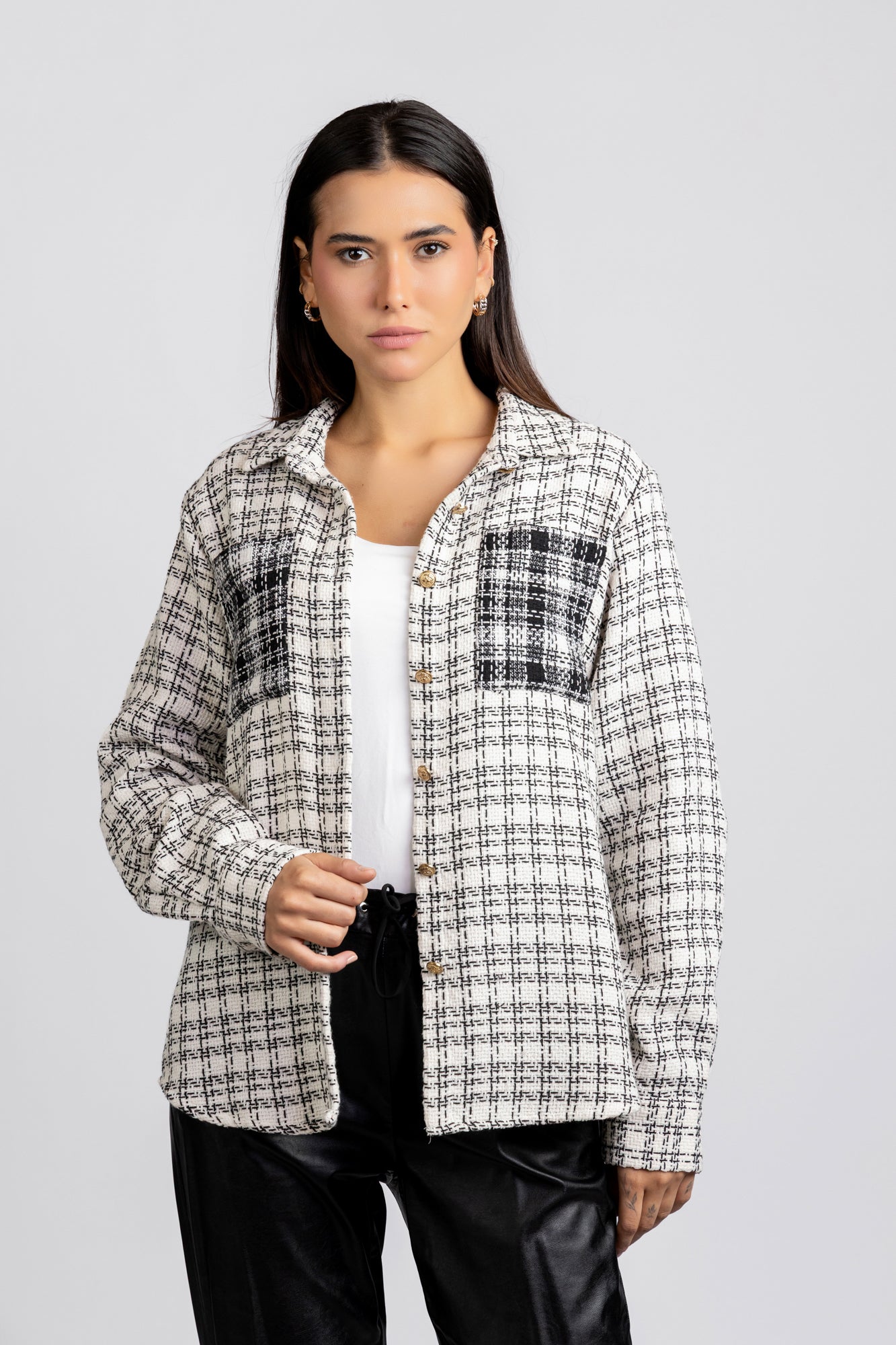 Black & White Patch-Work Overshirt