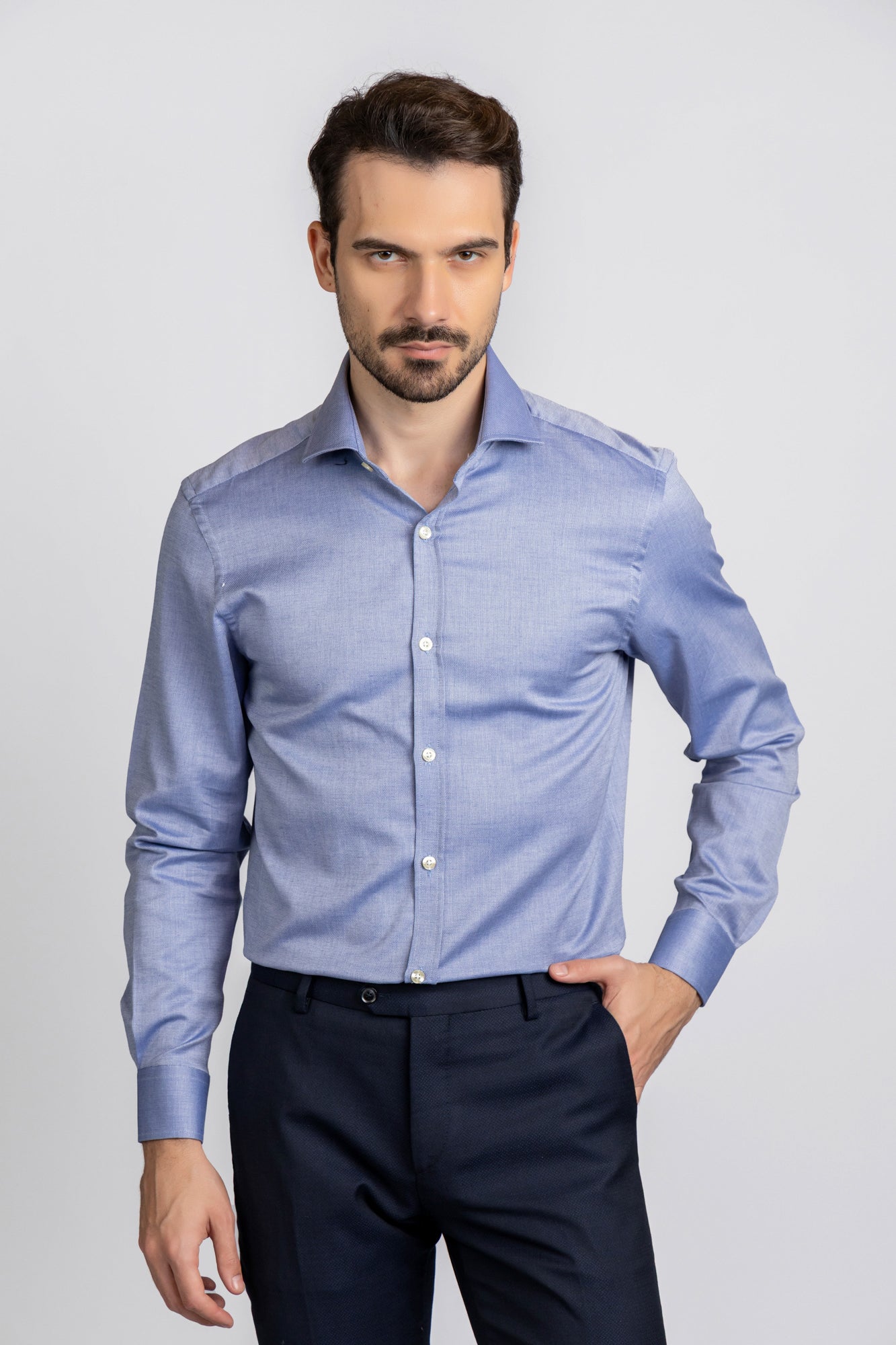 Blue Dobby Shirt - Slim Fit