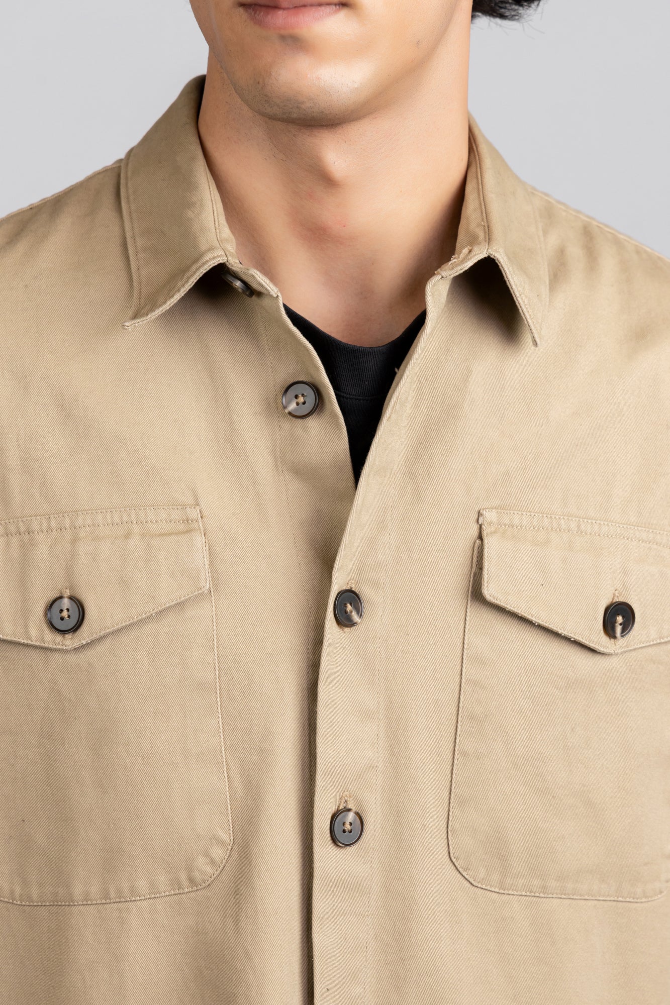 Beige Gaberdine Overshirt