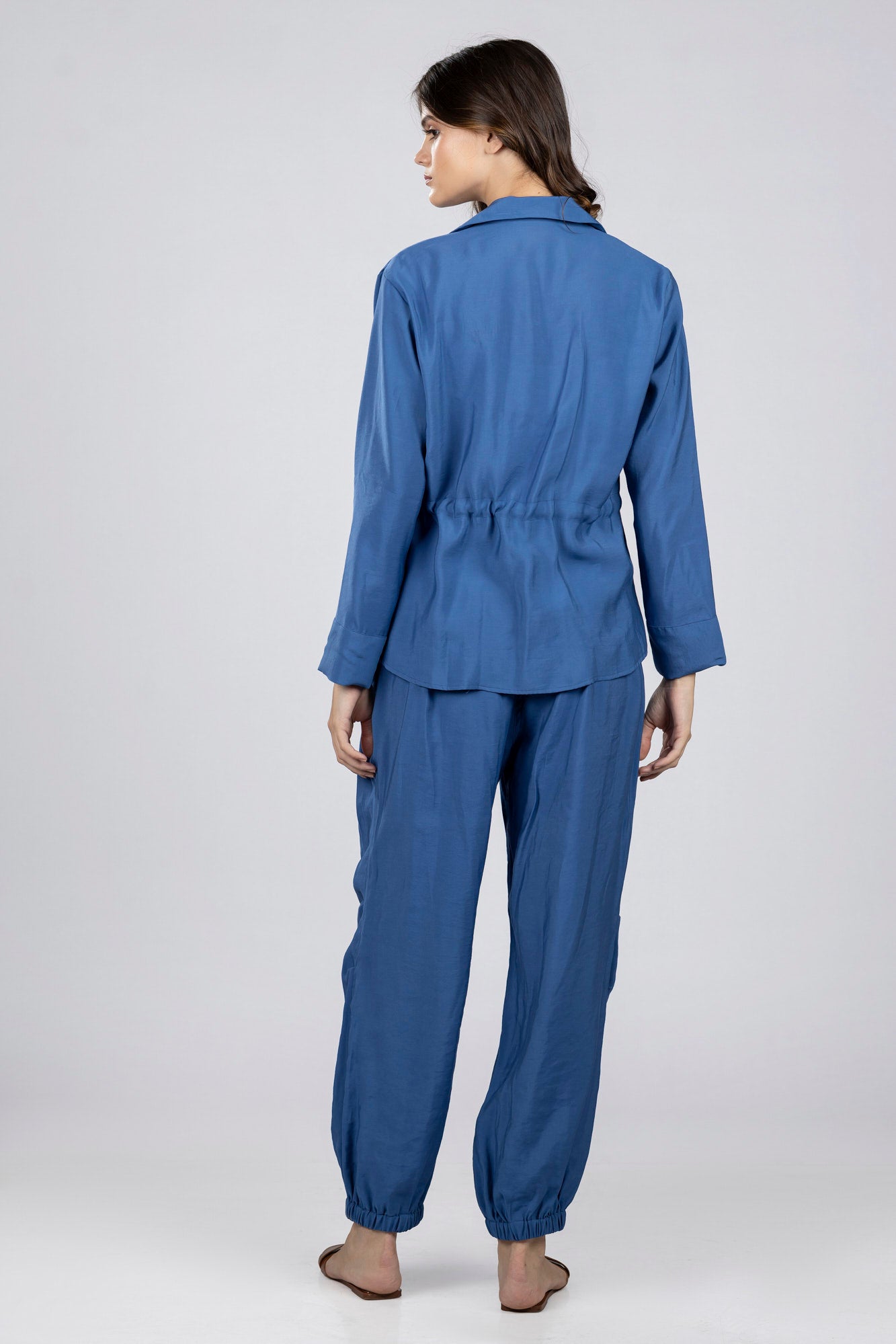 Blue Modal Front Tie Shirt