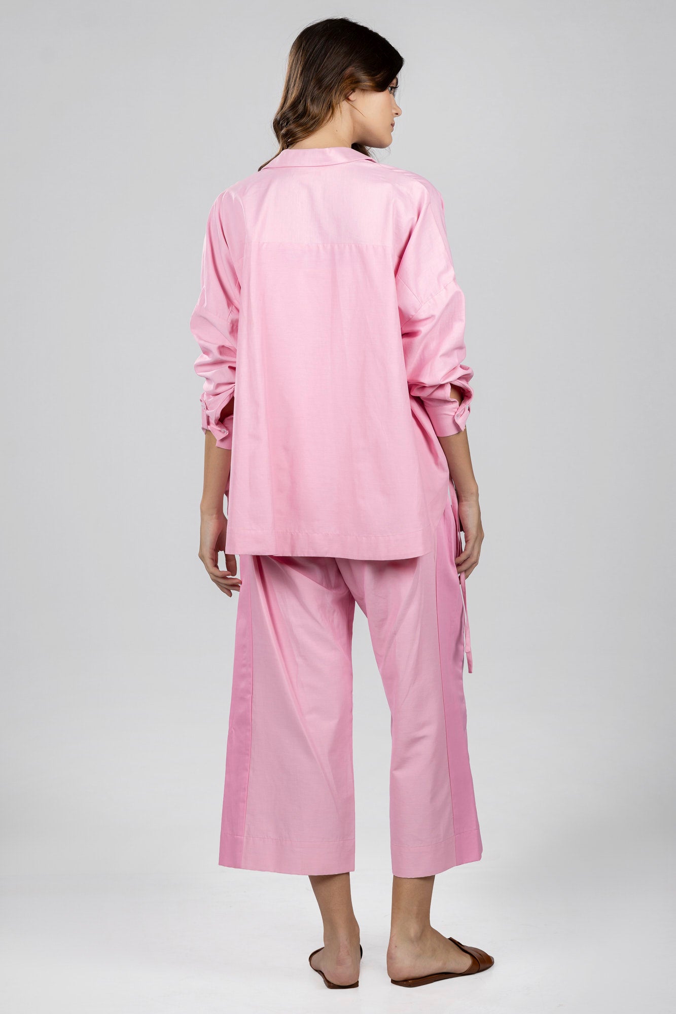 Pink Relaxed Hem Tie Shirt