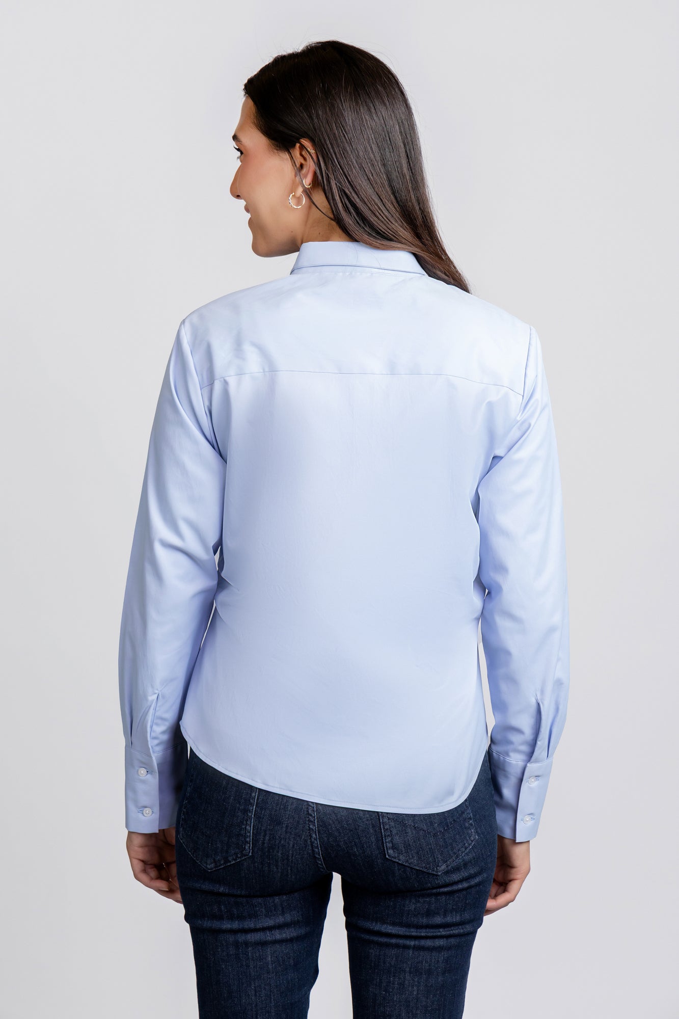 Light Blue Stretch Wrap Shirt