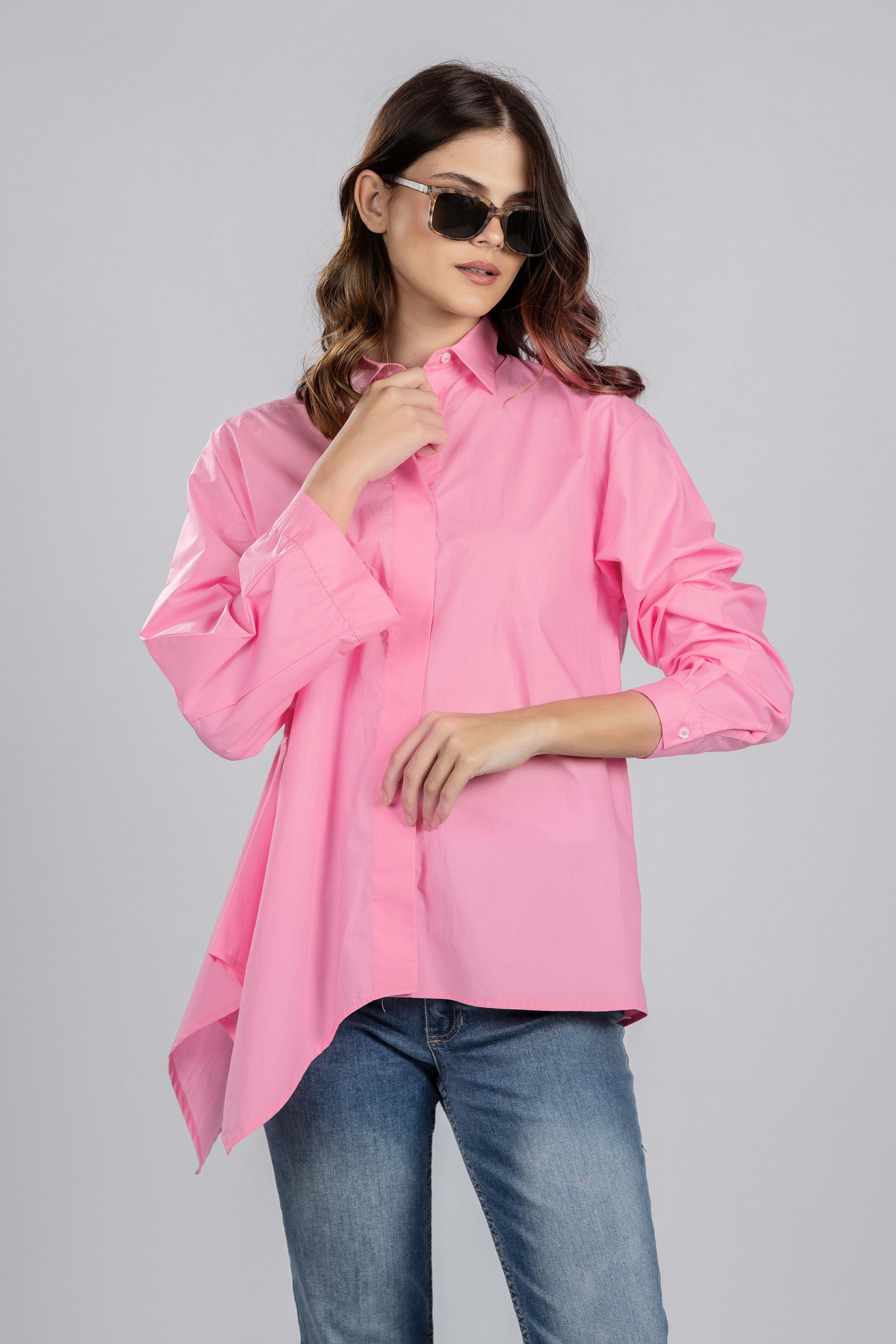 Pink Asymmetric Shirt