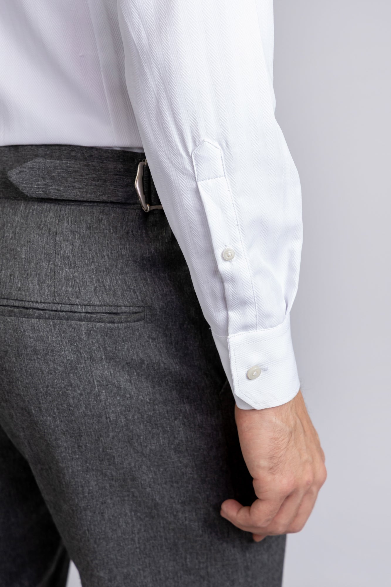 White Herringbone Shirt - Slim Fit