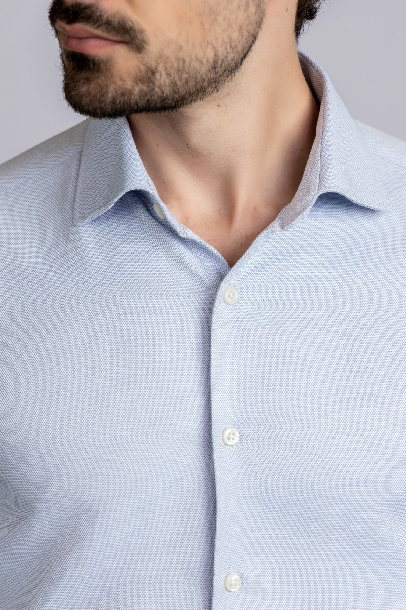 Light Blue Dobby Shirt - Slim Fit