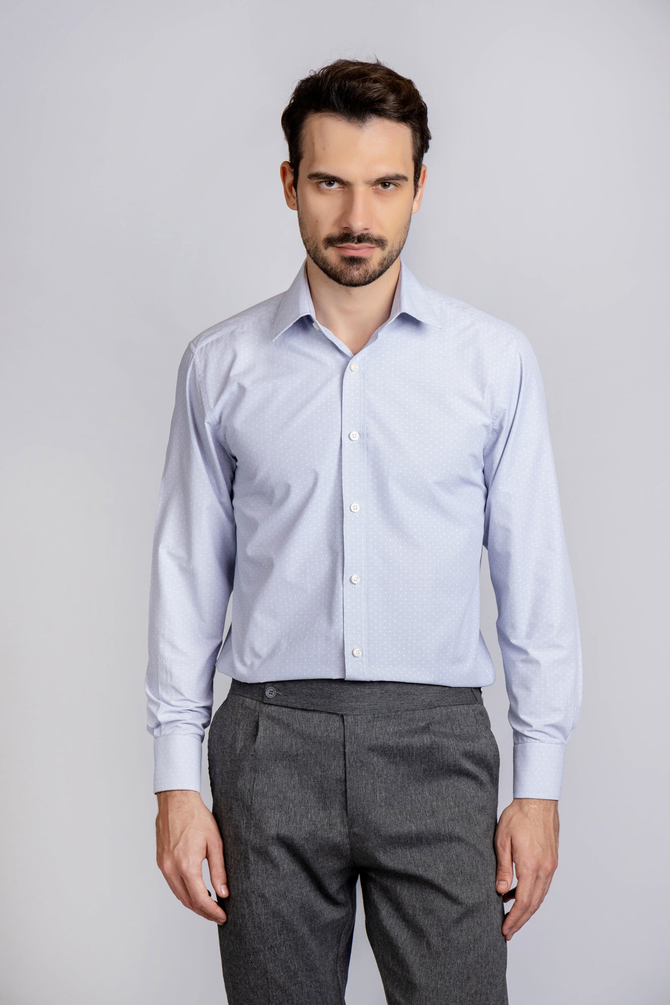 Blue Dotted Dobby Shirt - Regular Fit