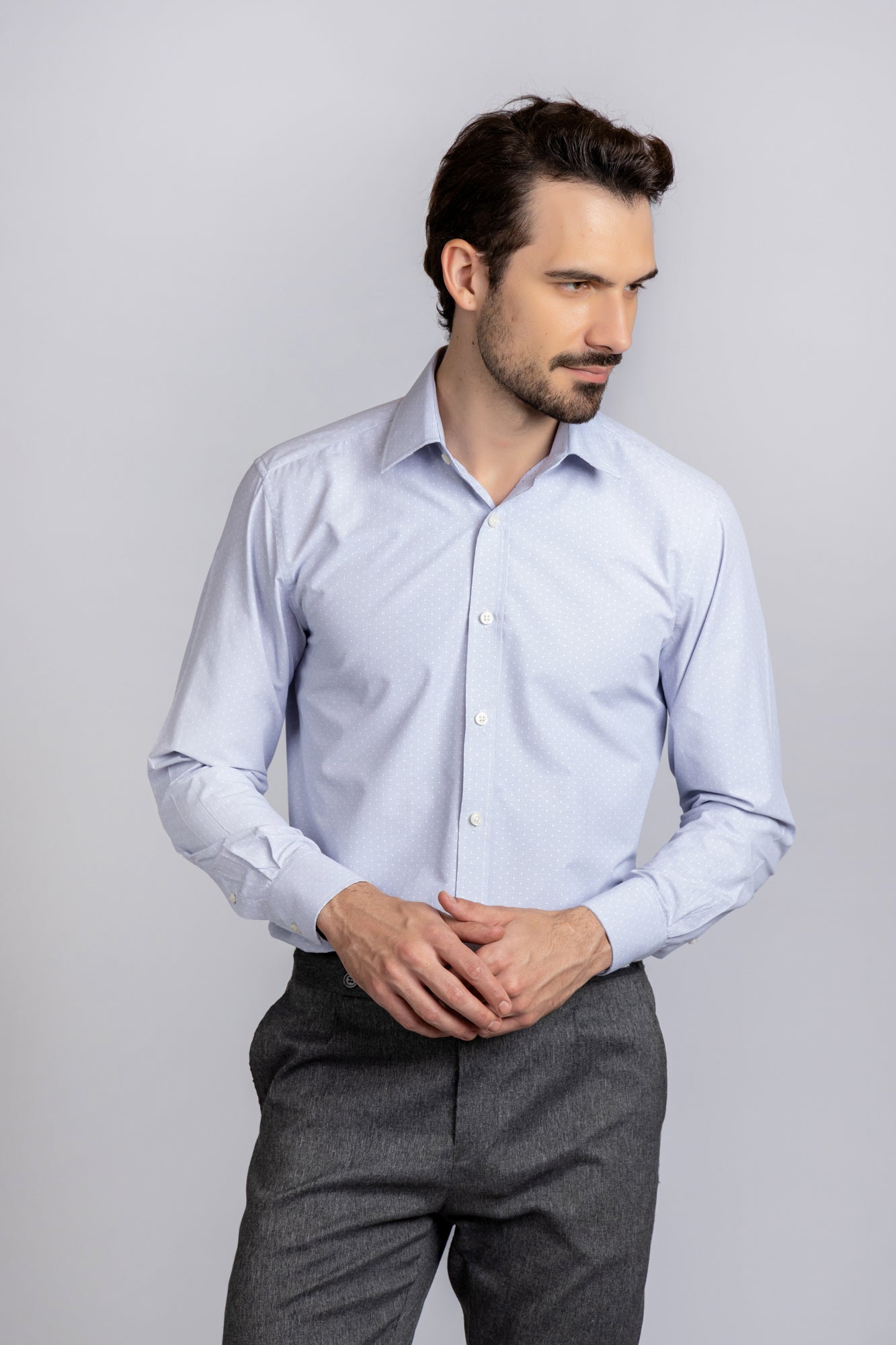 Blue Dotted Dobby Shirt - Regular Fit