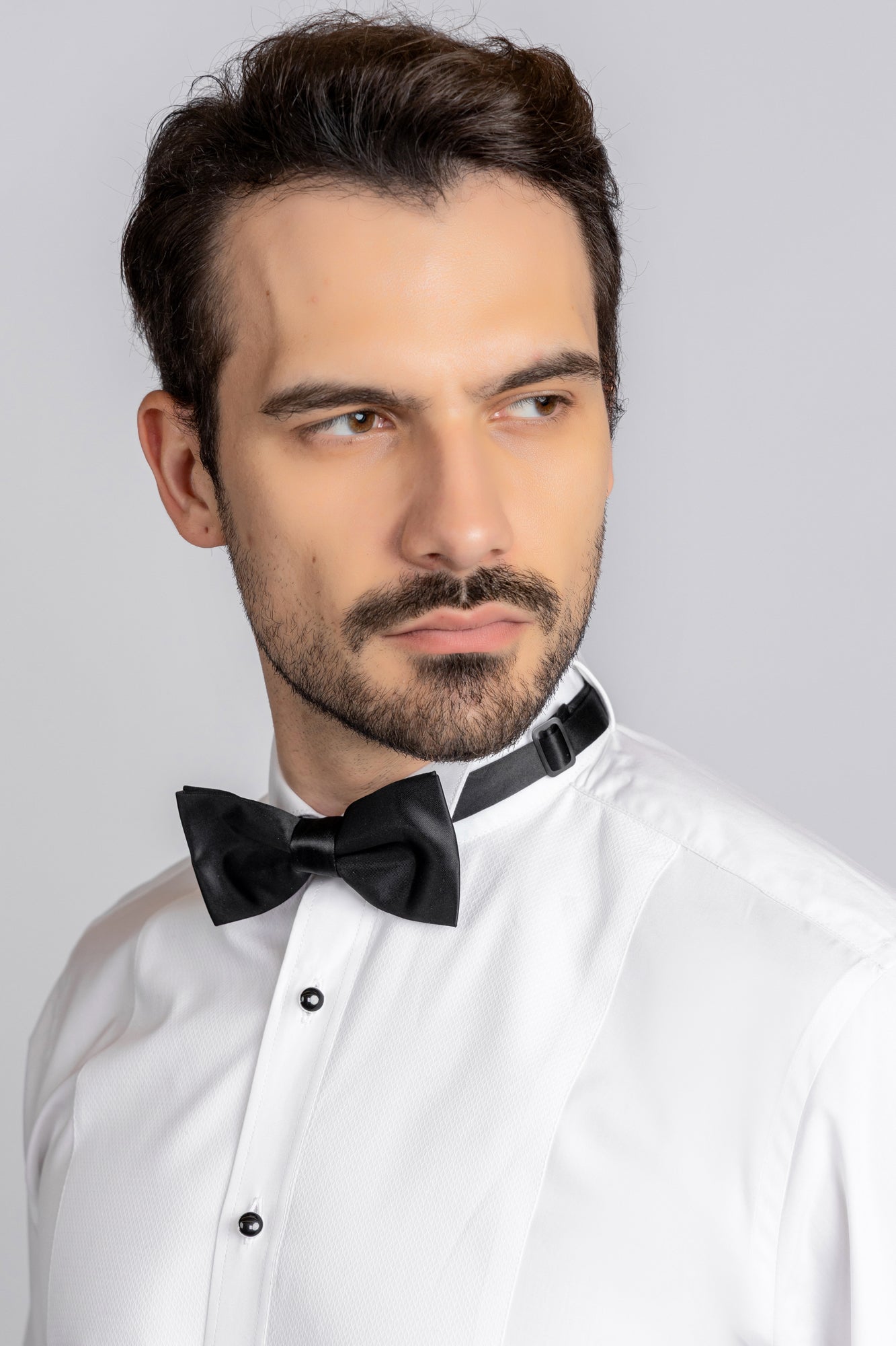 White Twill Bib Tuxedo Shirt - Regular Fit