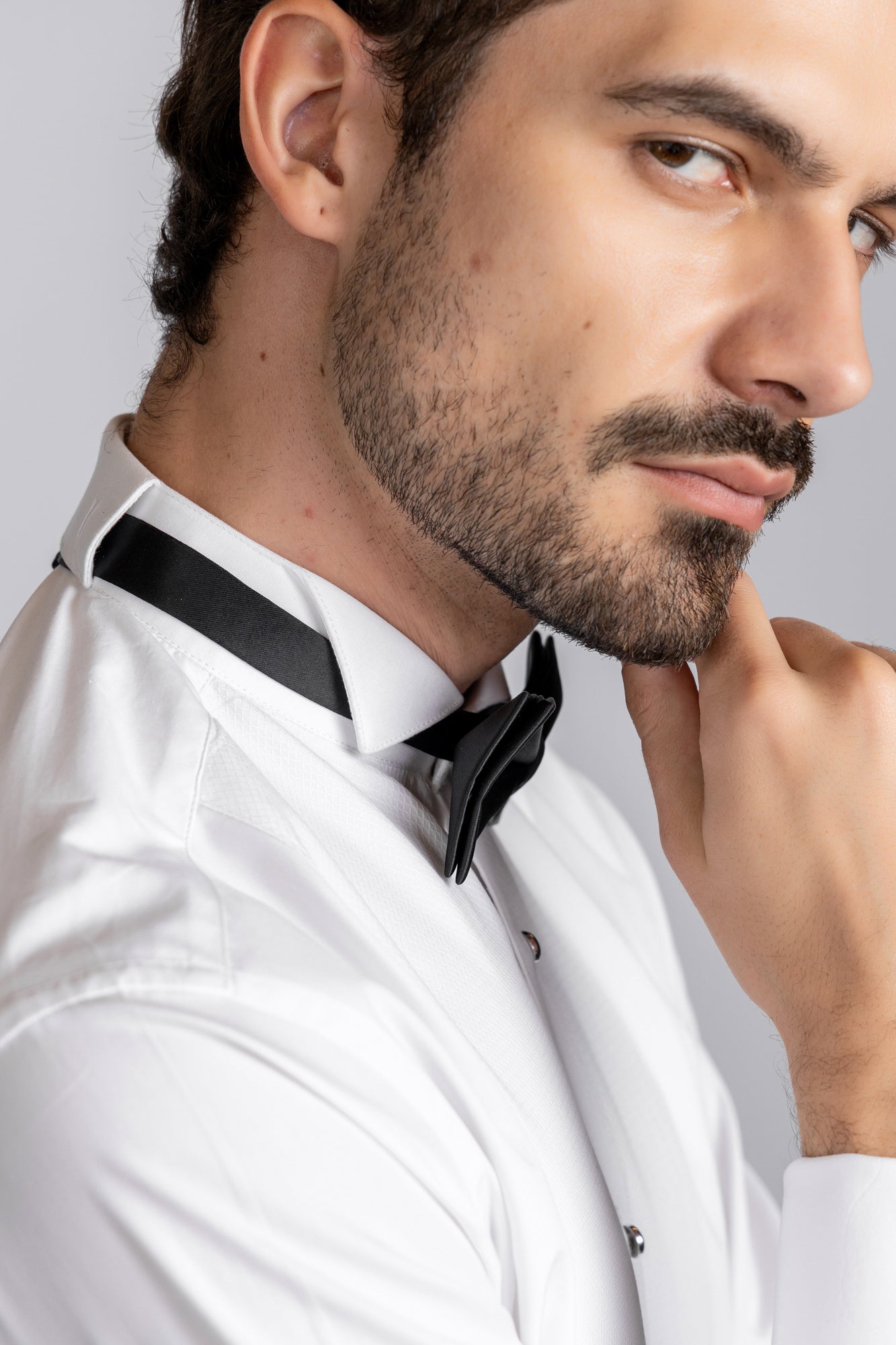 White Twill Bib Tuxedo Shirt - Regular Fit