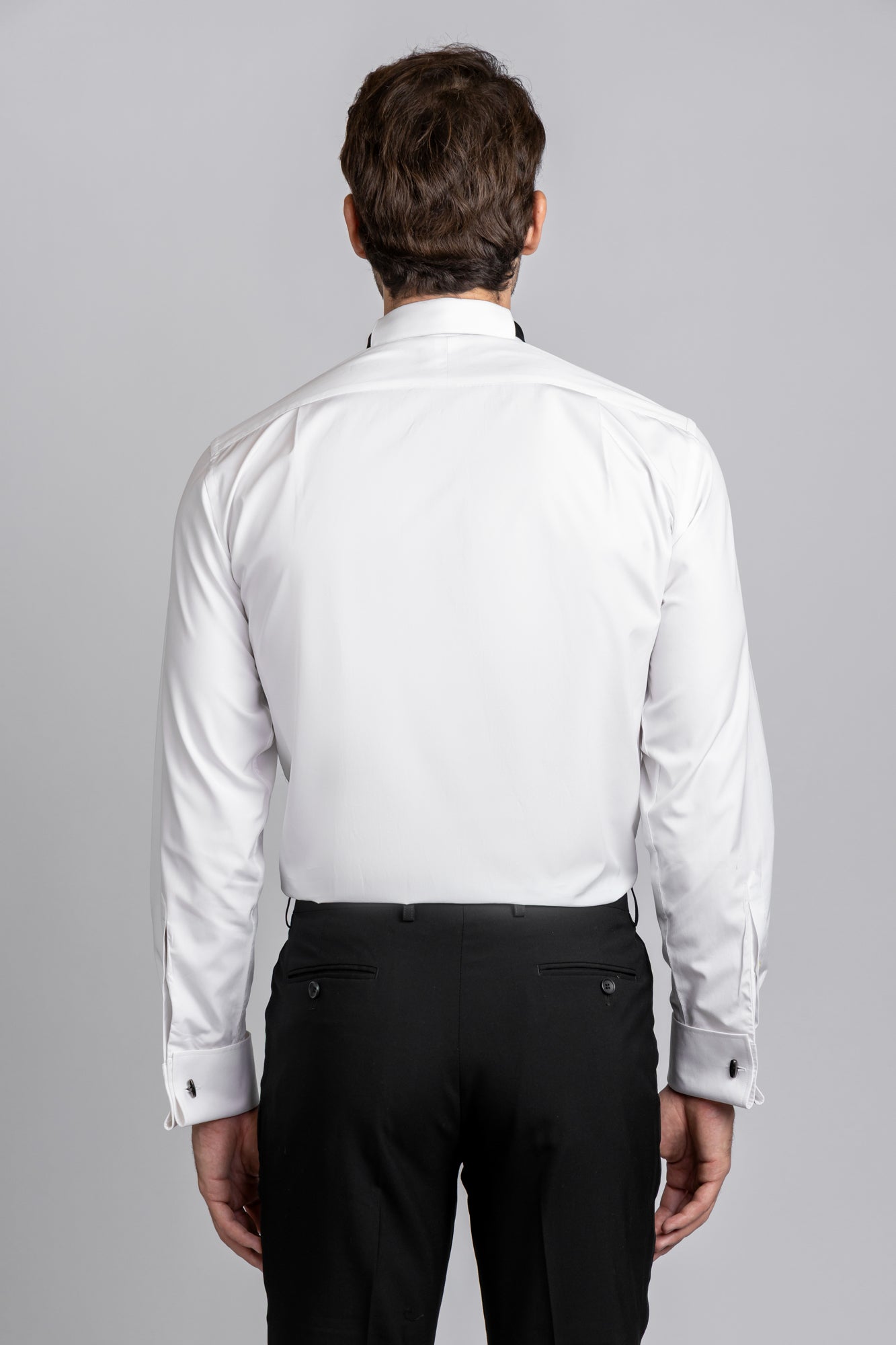 White Twill Bib Tuxedo Shirt - Regular Fit