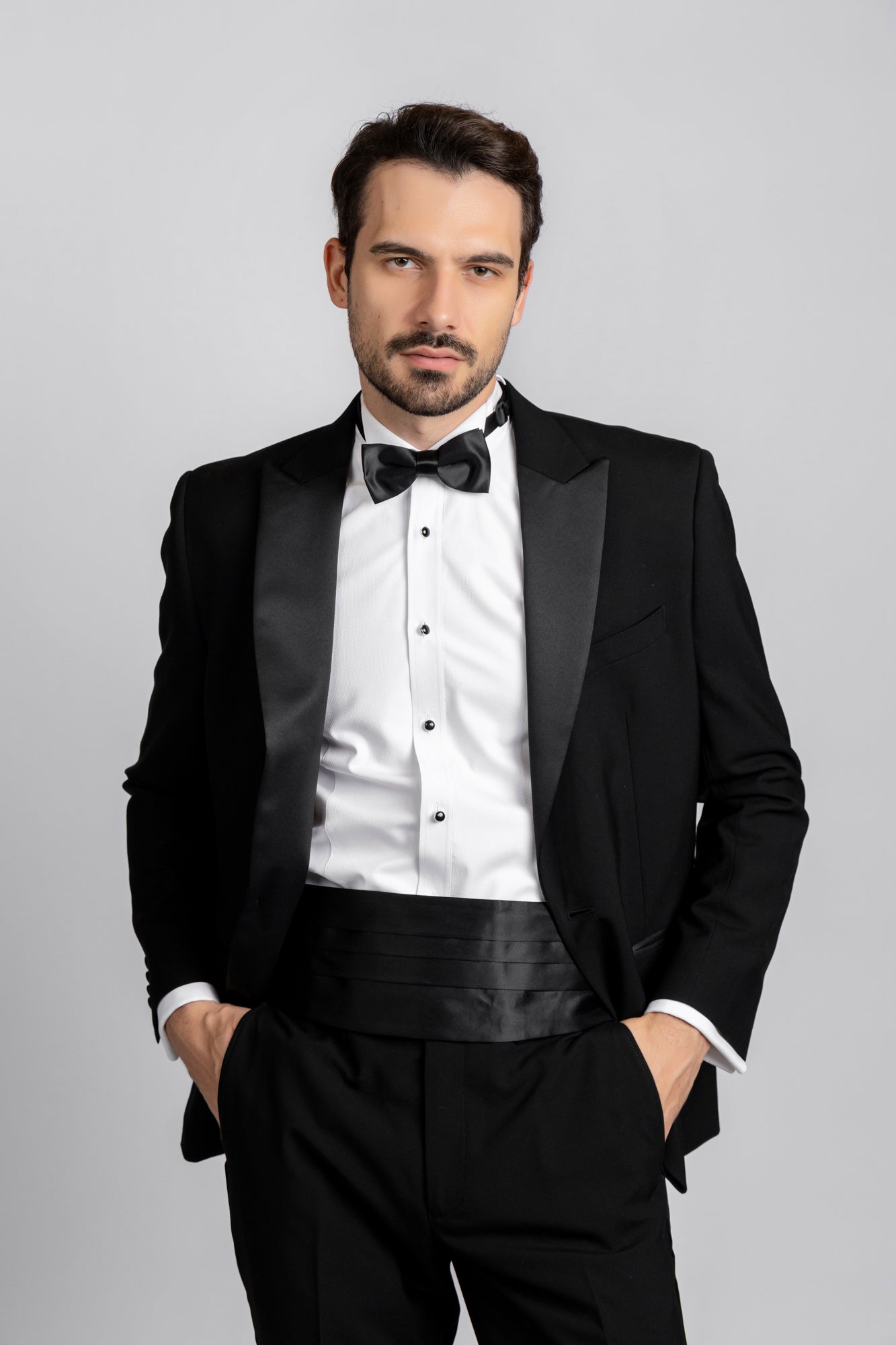 White Twill Bib Tuxedo Shirt - Regular Fit