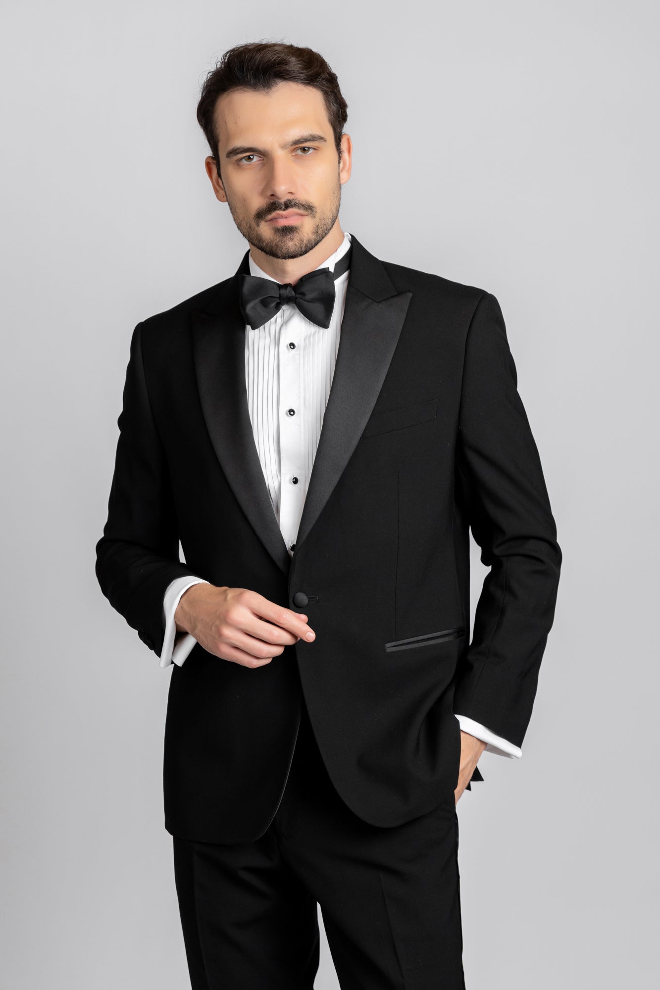White Pleated Tuxedo Shirt - Slim Fit
