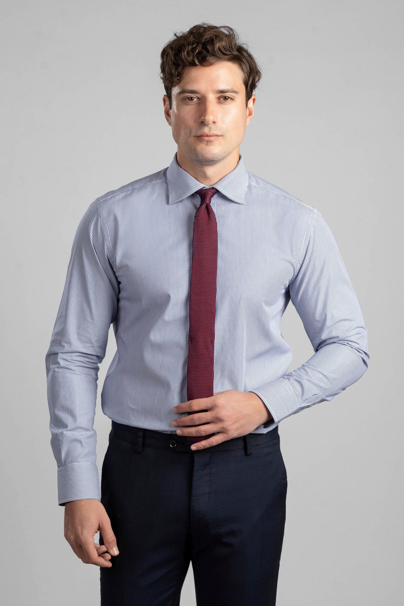 Blue Poplin Striped Shirt - Regular Fit