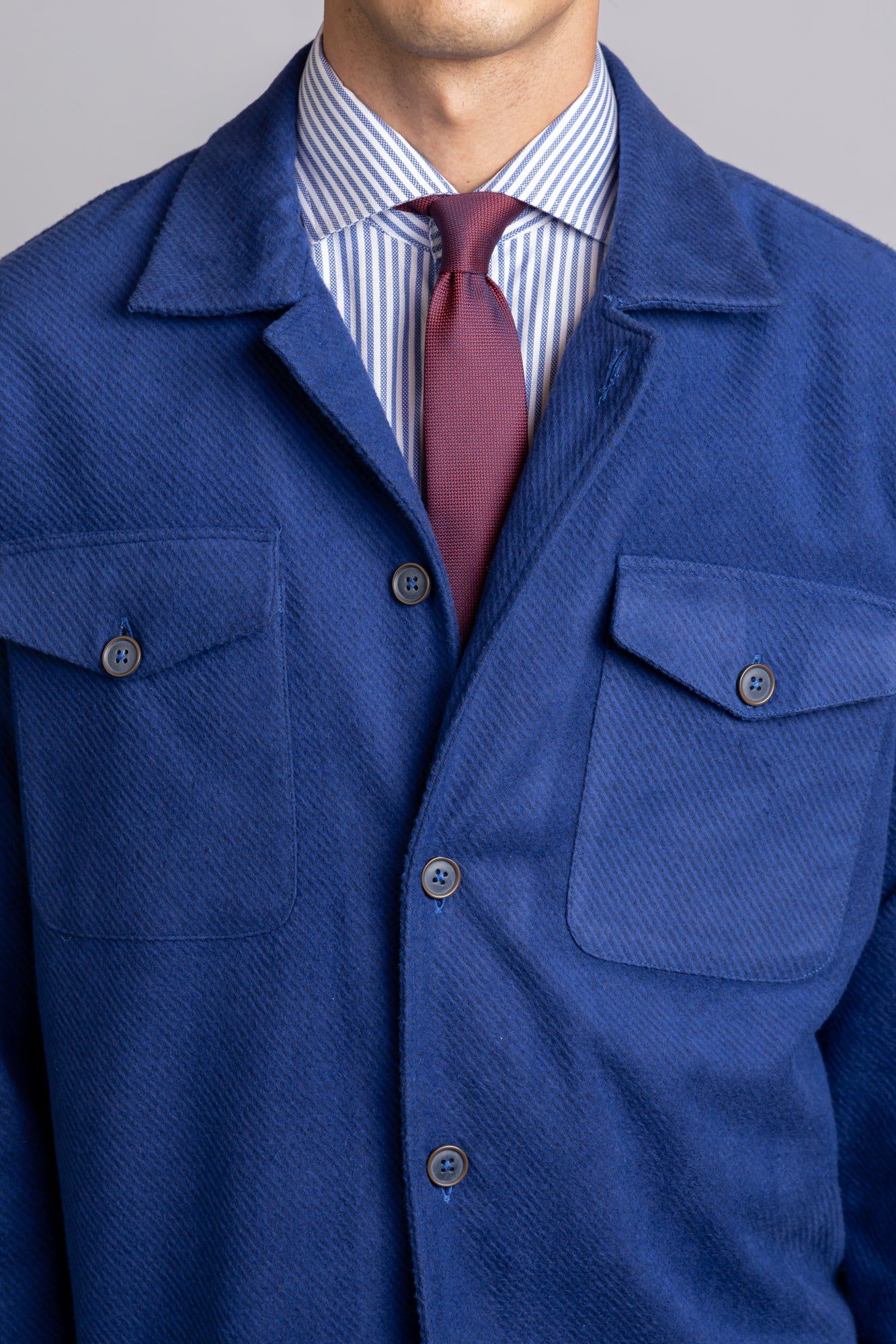 Navy Brushed Twill Overshirt