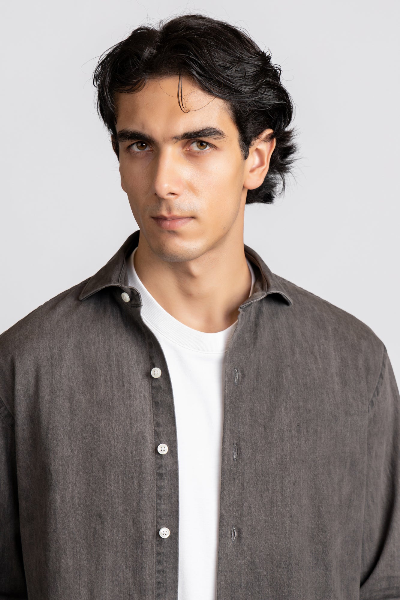 Cutaway Denim Shirt Grey