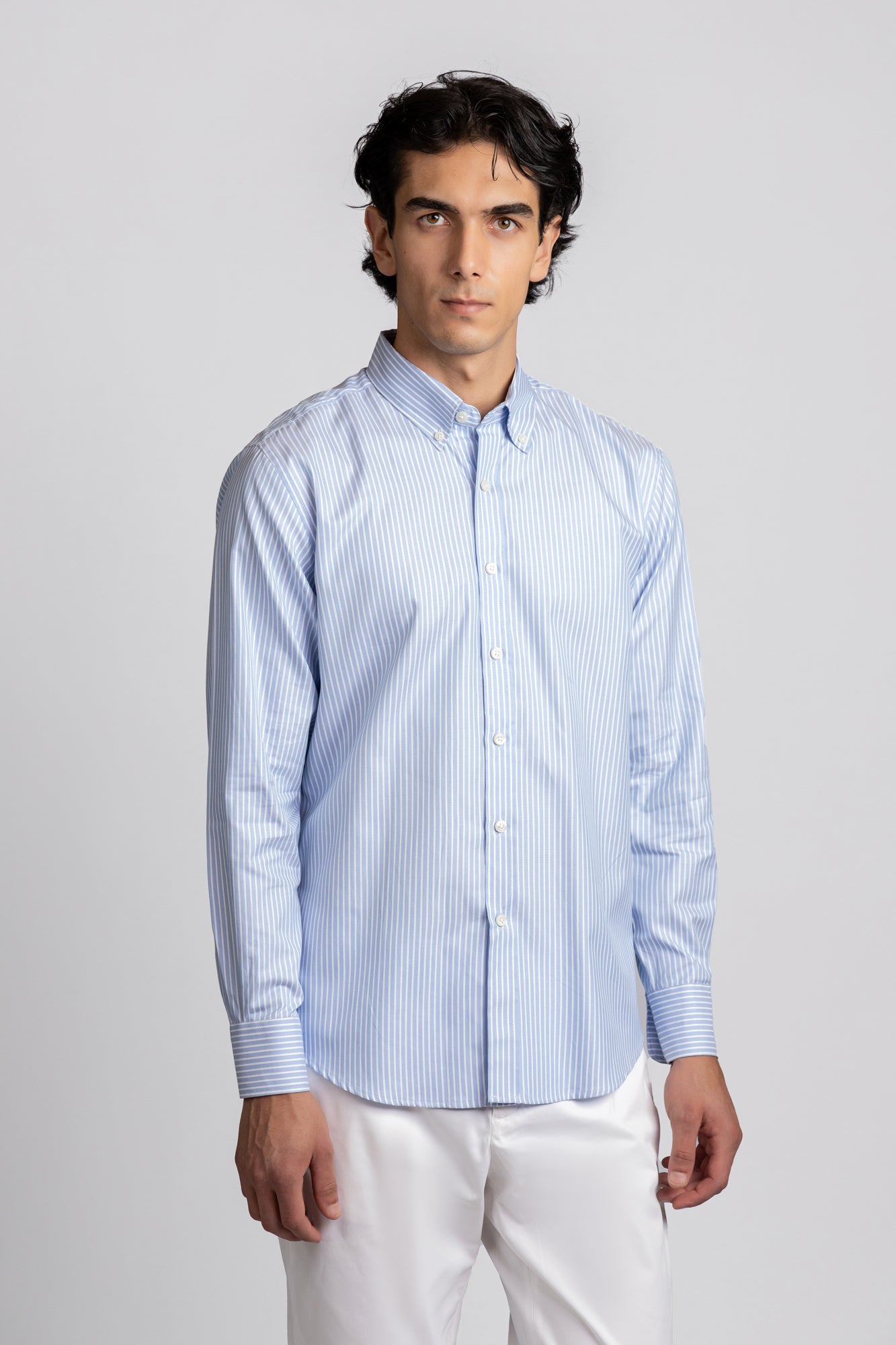 Light Blue Striped Royal Oxford Shirt