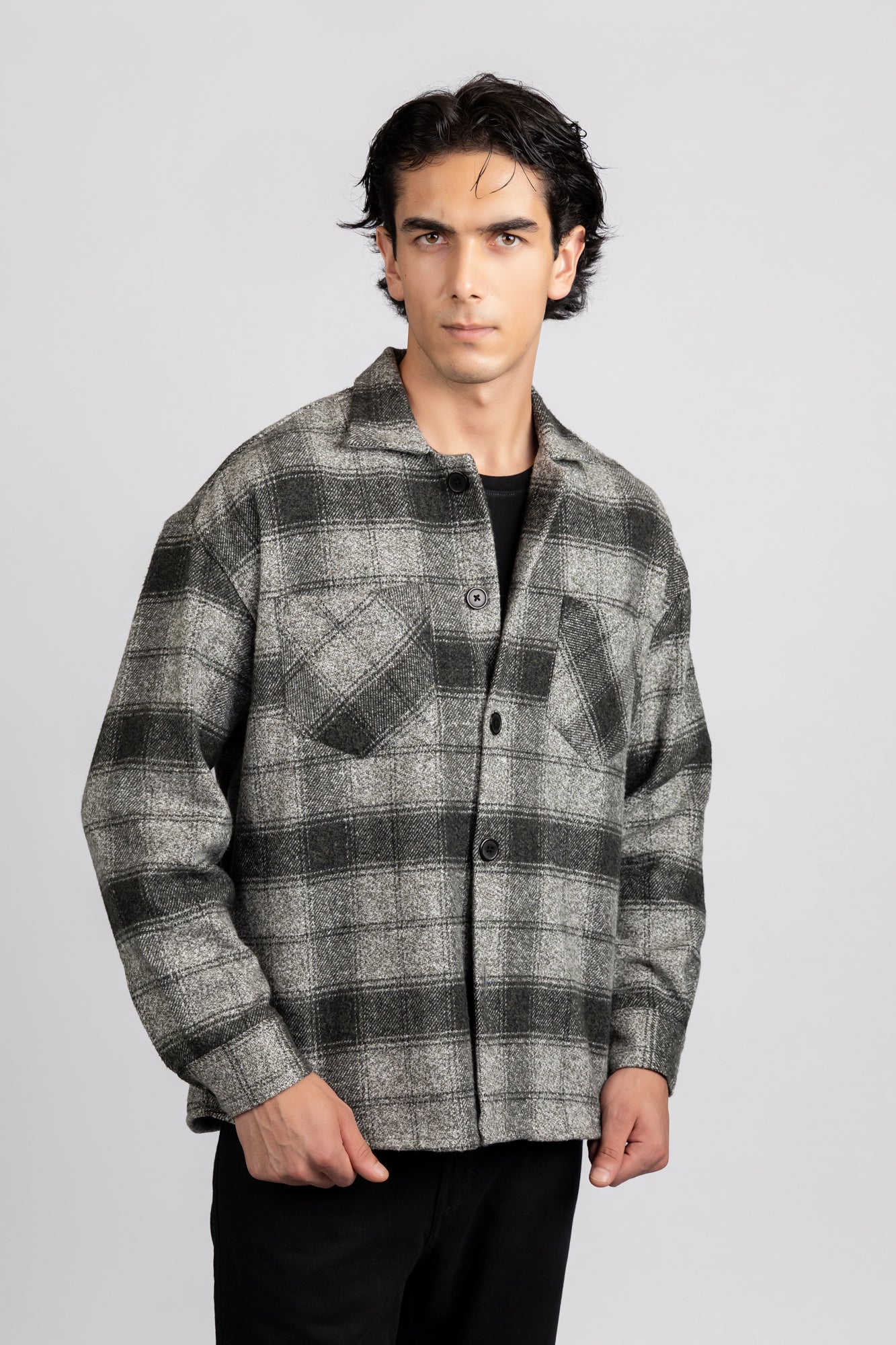 Brushed Checkered Overshirt