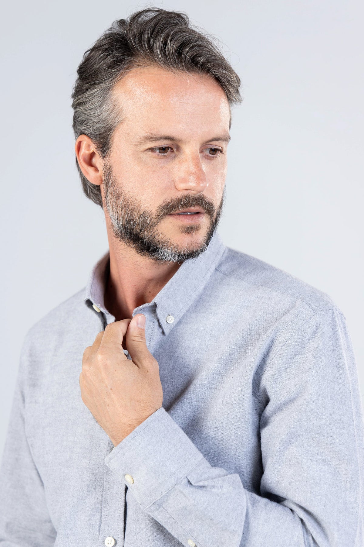 Grey Oxford Button-Down Shirt