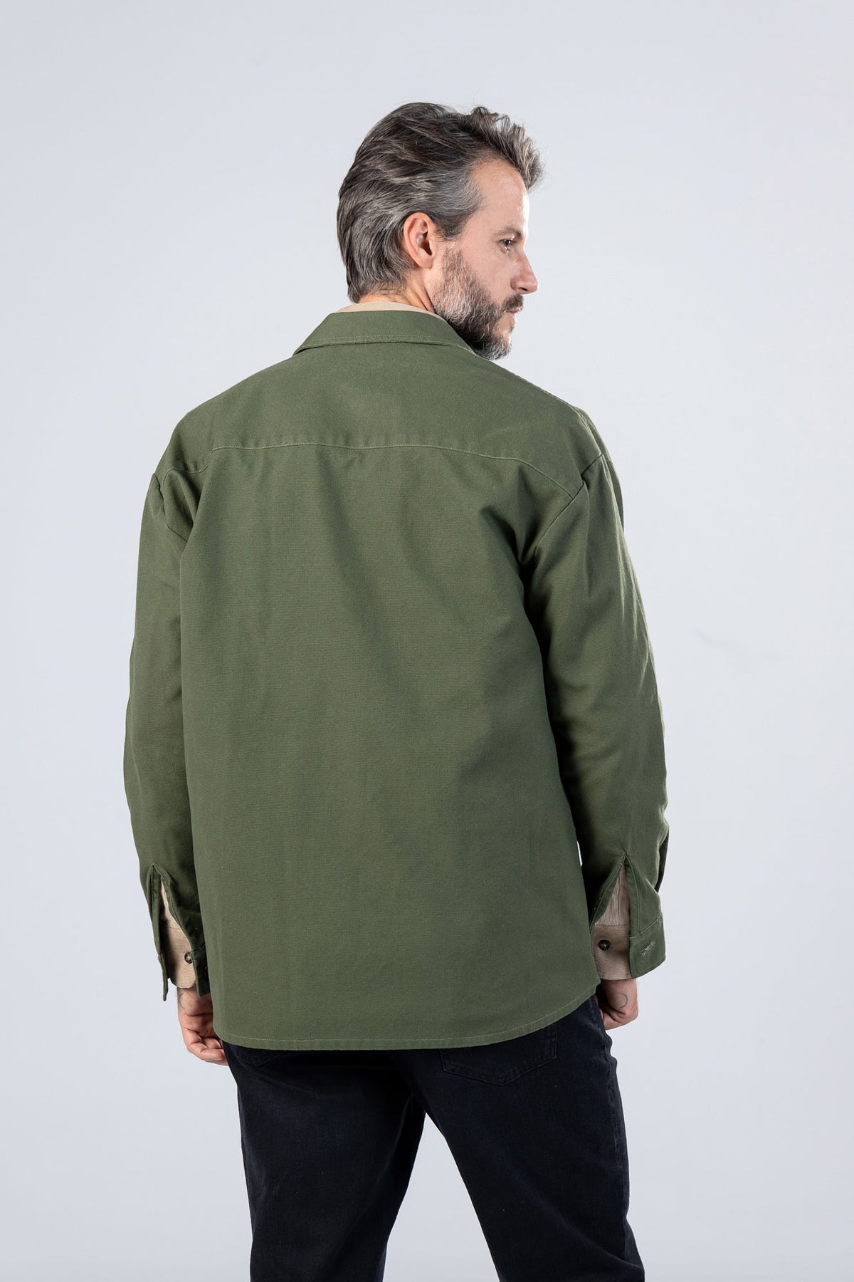 Green Gabardine Military Overshirt