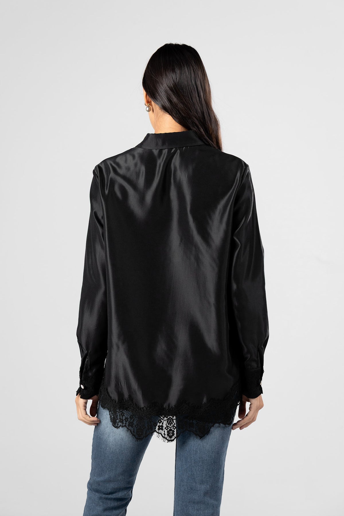 Satin Lace Detail Shirt