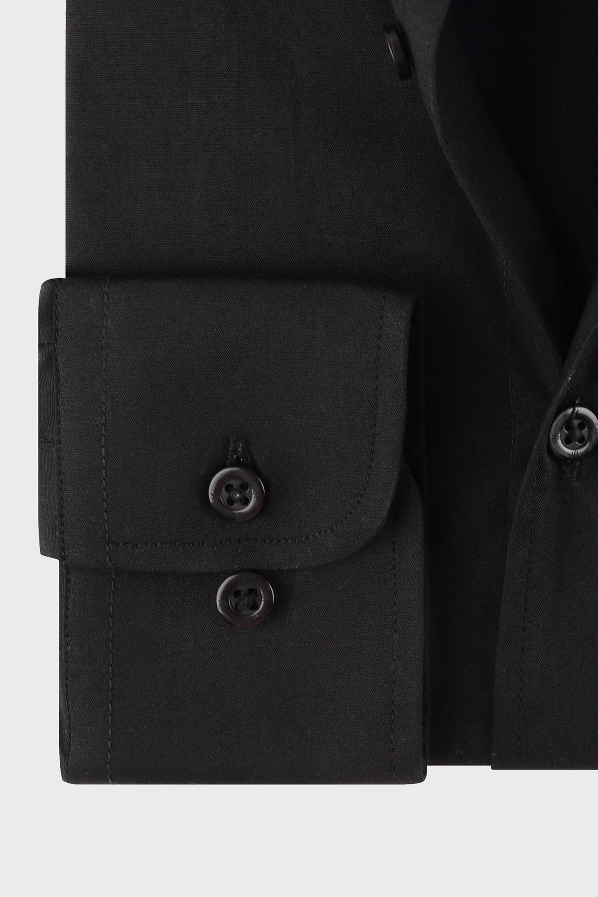 Black Poplin Stretch Shirt - Regular Fit