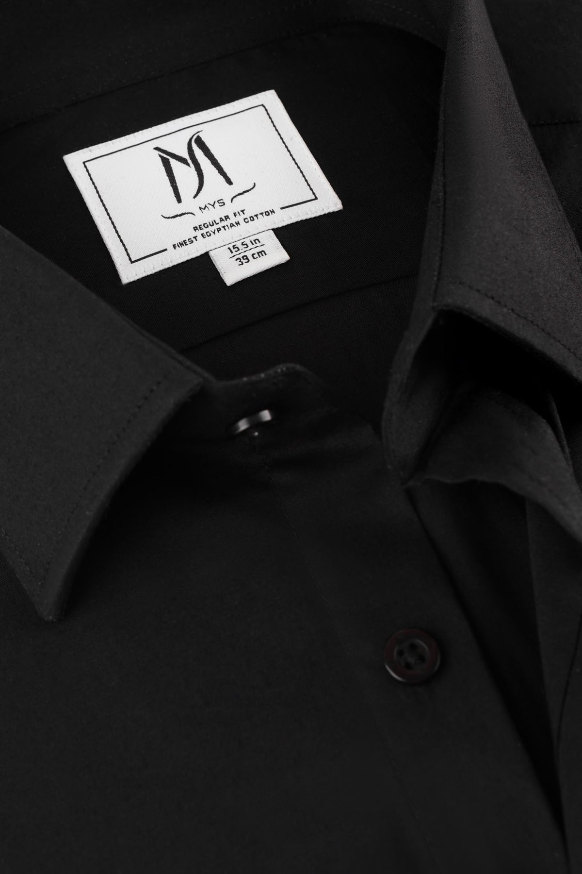 Black Poplin Stretch Shirt - Regular Fit