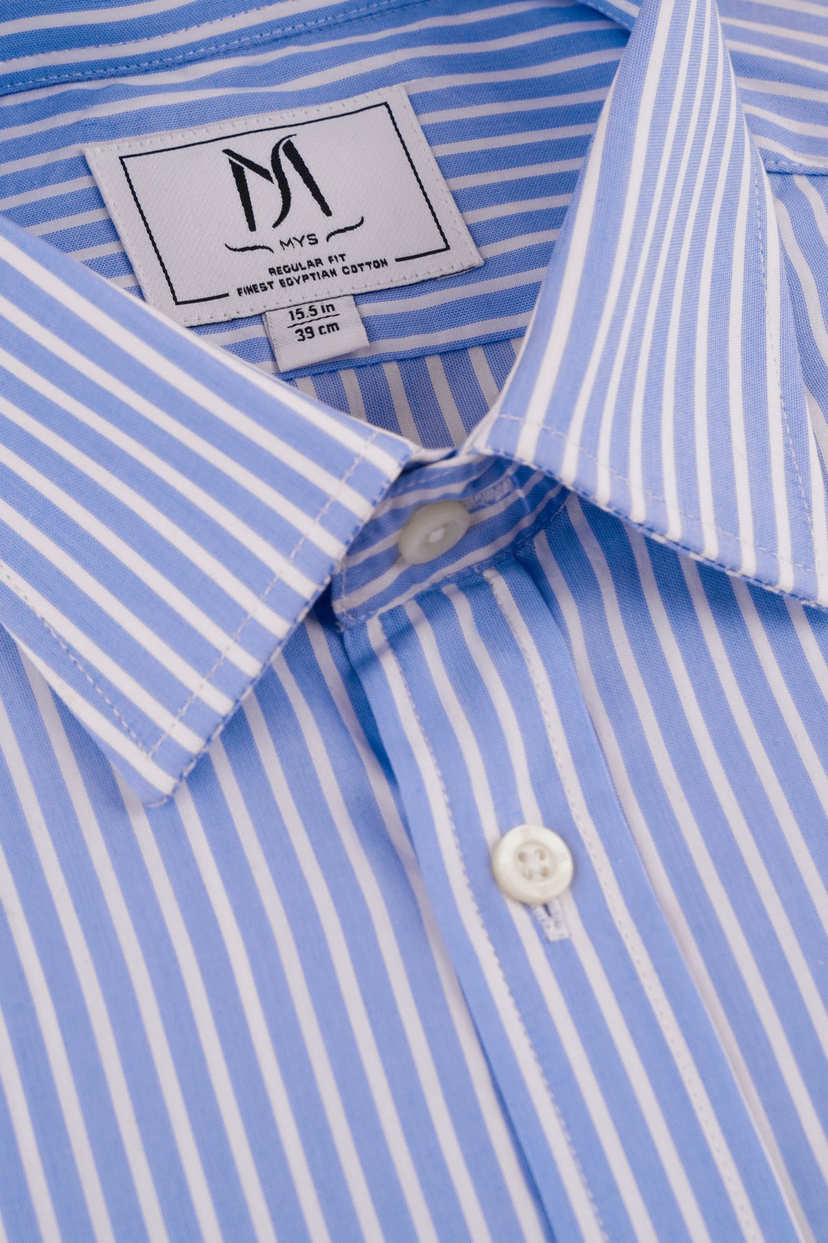 Light Blue Striped Poplin Shirt - Regular Fit