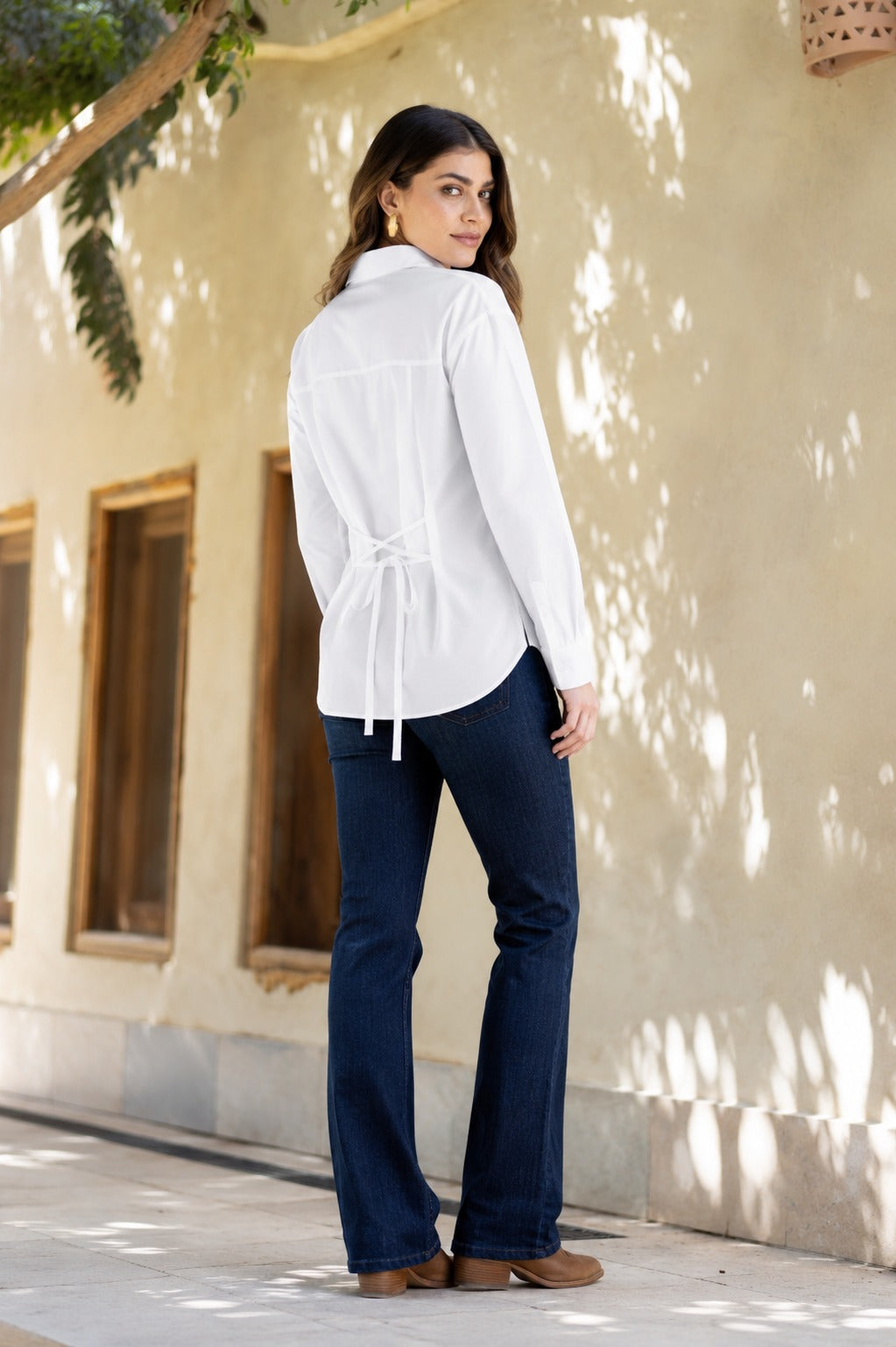 White Oversized Back Tie Shirt