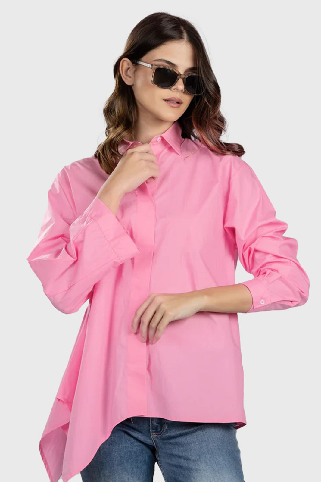 Pink Asymmetric Shirt