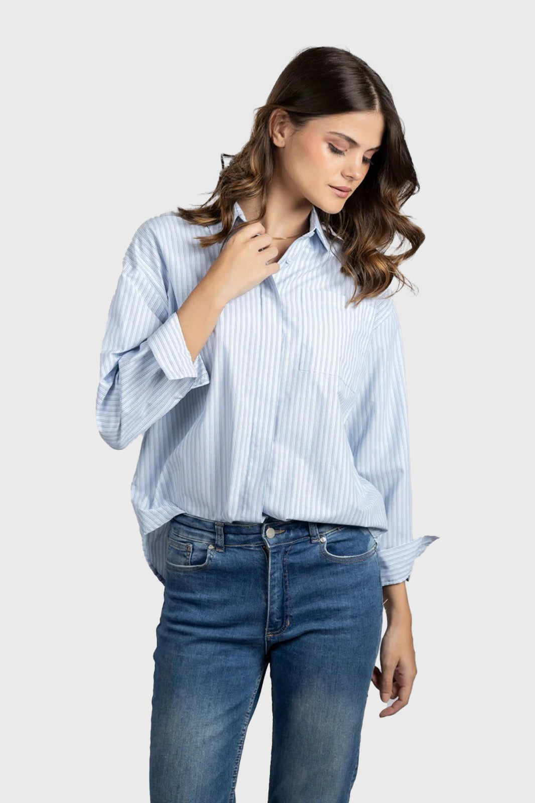 Light Blue Striped Oversized Shirt