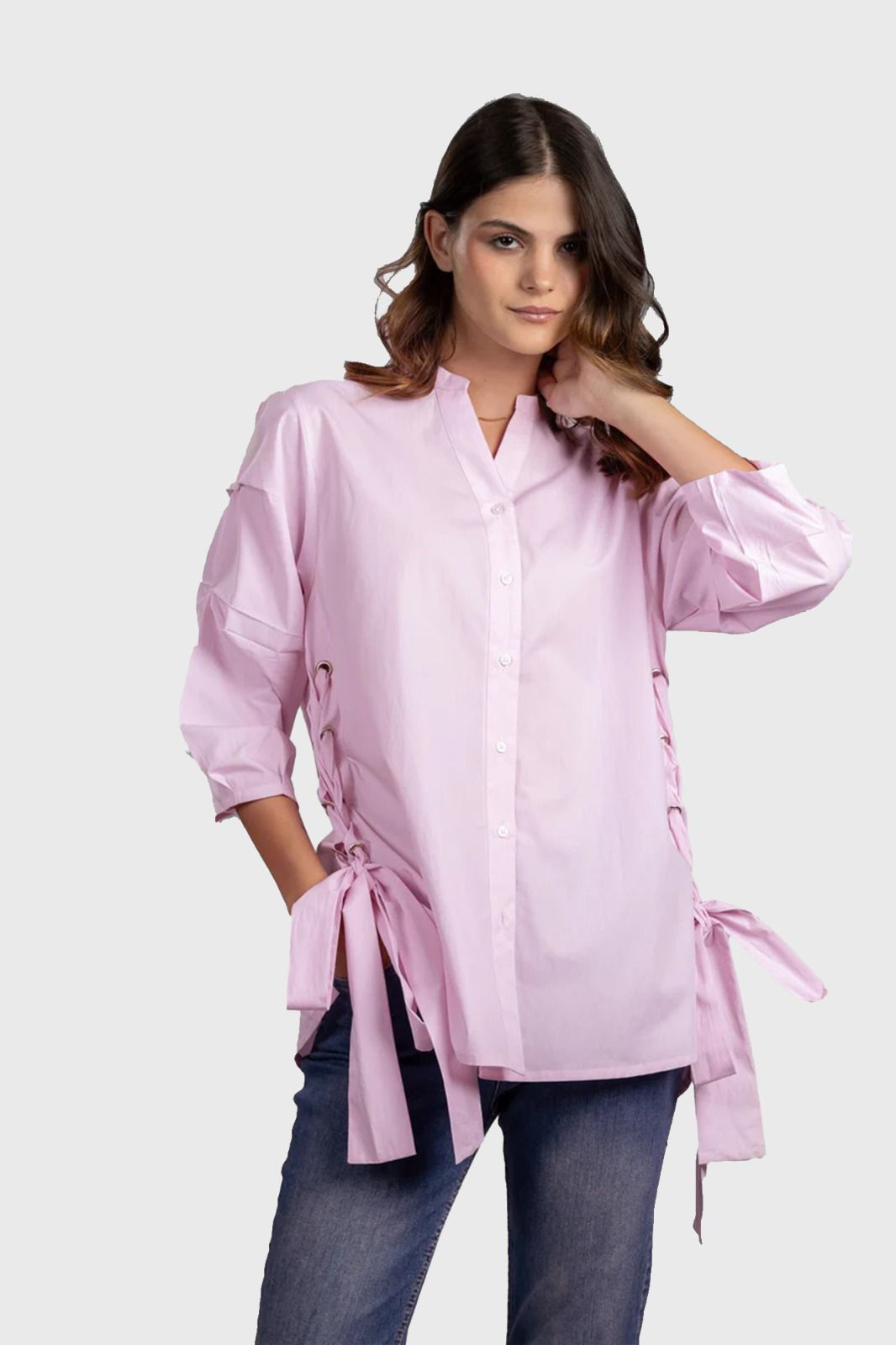 Lilac Side Tie Shirt