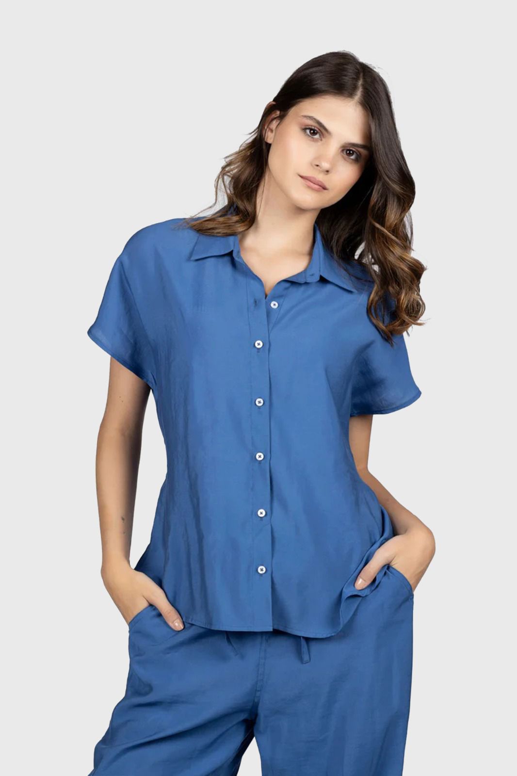 Blue Modal Sleeveless Shirt