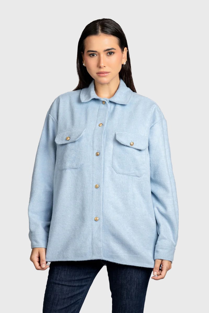 Brushed Overshirt with Flap Pockets