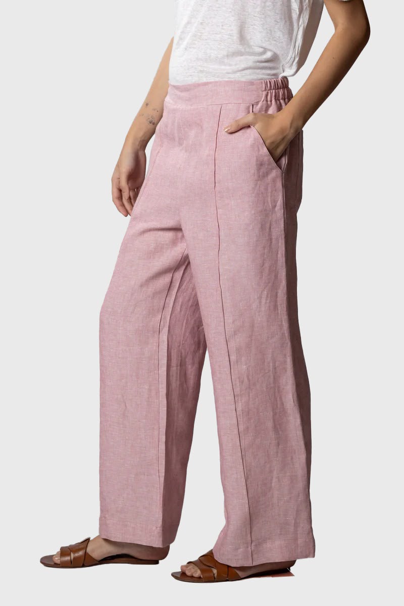 Pink Pure Linen Pants