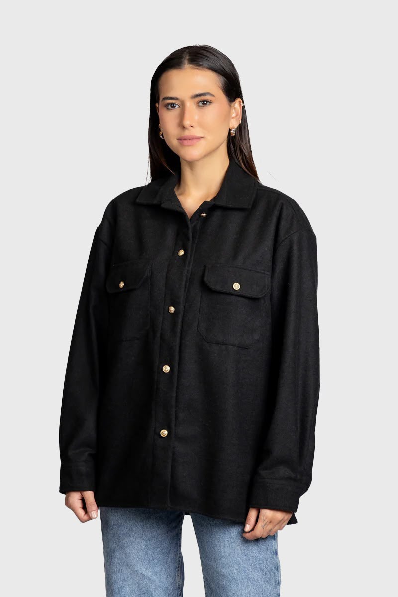 Brushed Overshirt with Flap Pockets