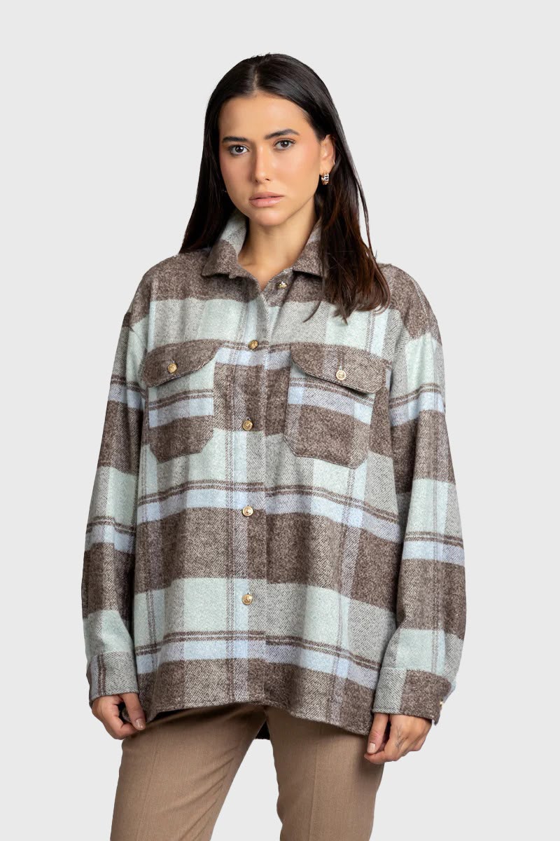 Checkered Overshirt with Flap Pockets