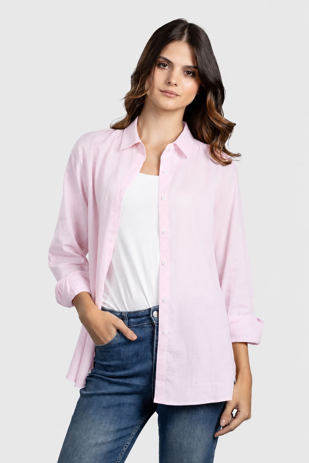 Light Pink Pure Linen Shirt
