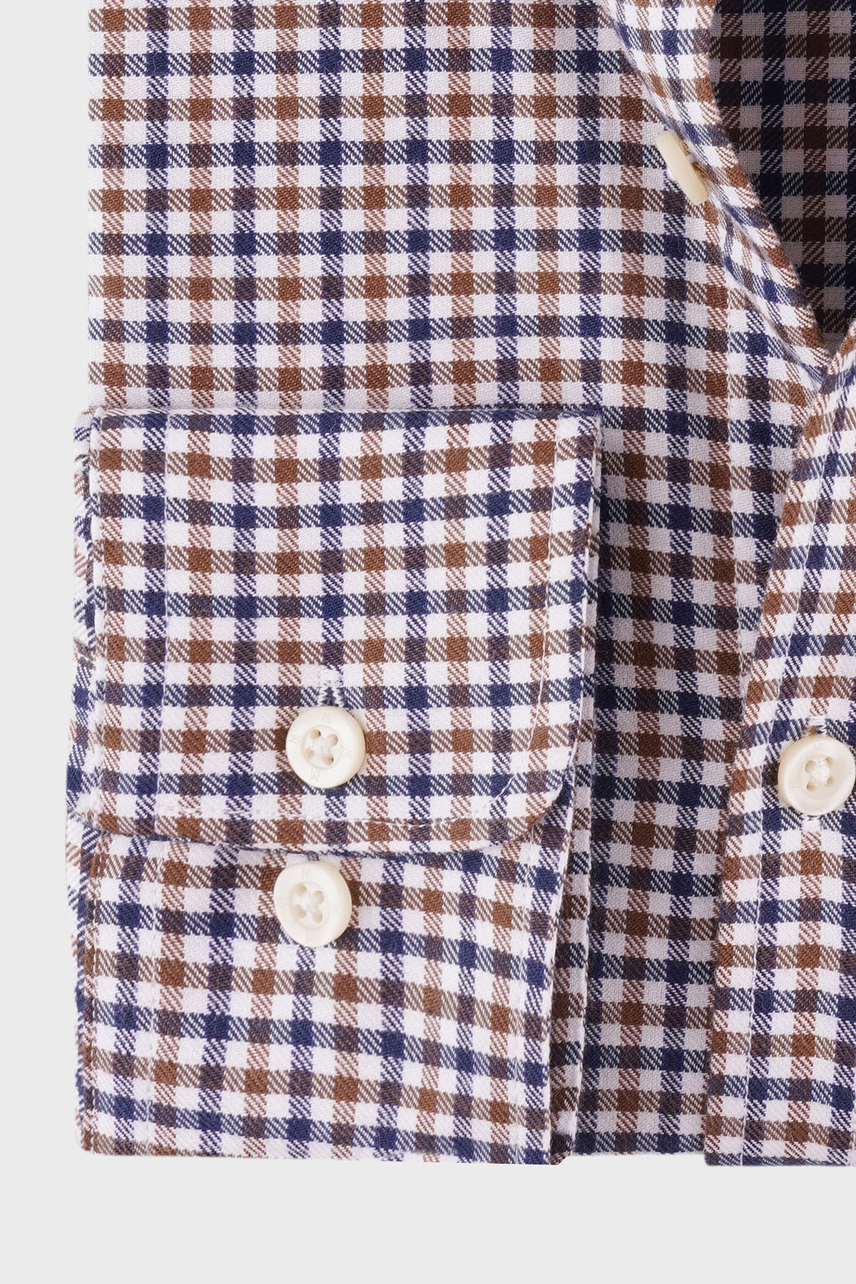 Brown Brushed Checkered Twill Flannel Shirt